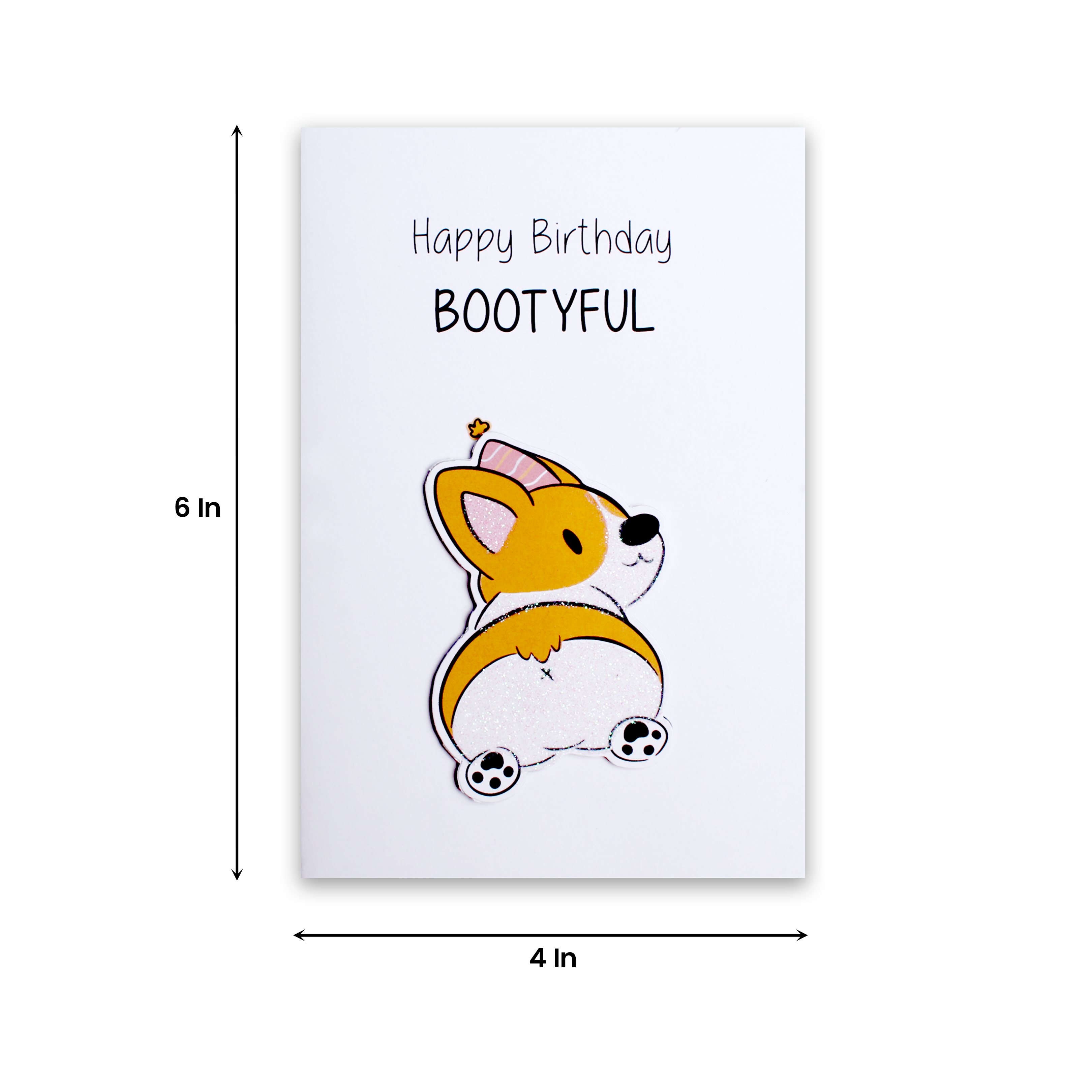 Greeting Card & Envelope Happy Birthday Bootyful 4 X 6inch 2pc