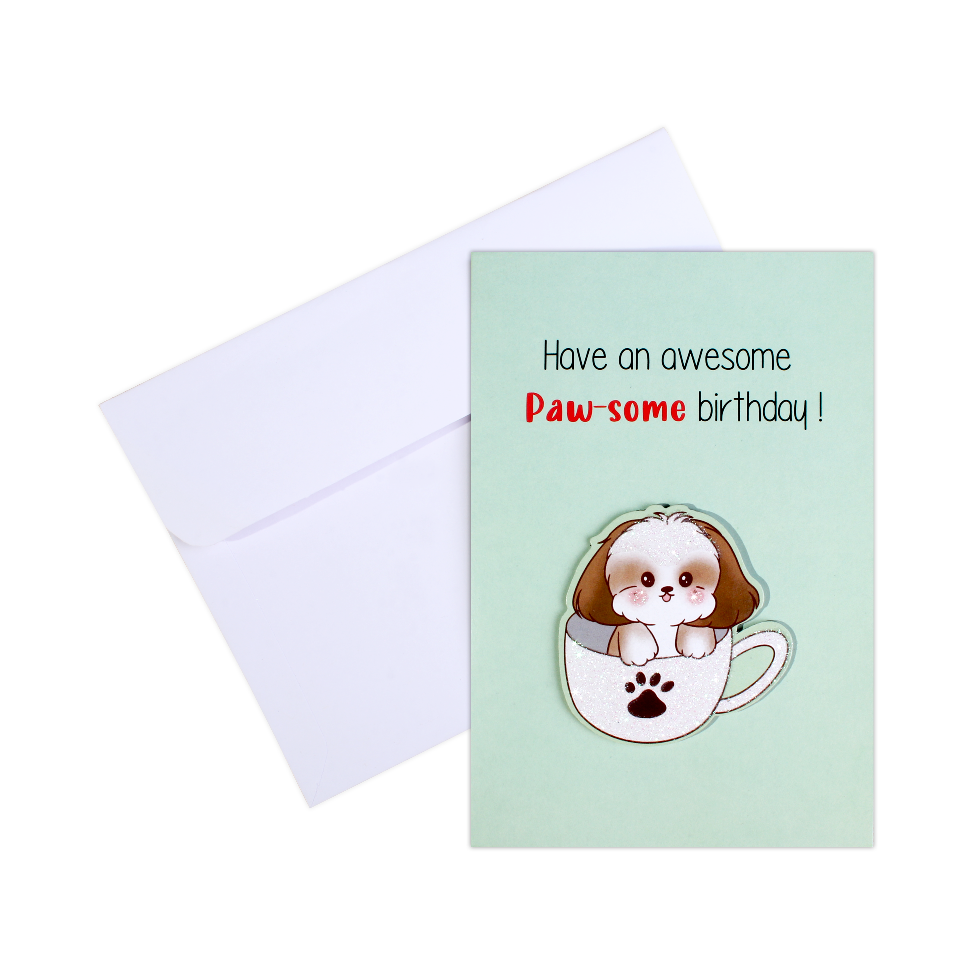 Greeting Card & Envelope Pawsome Birthday 4 X 6inch 2pc