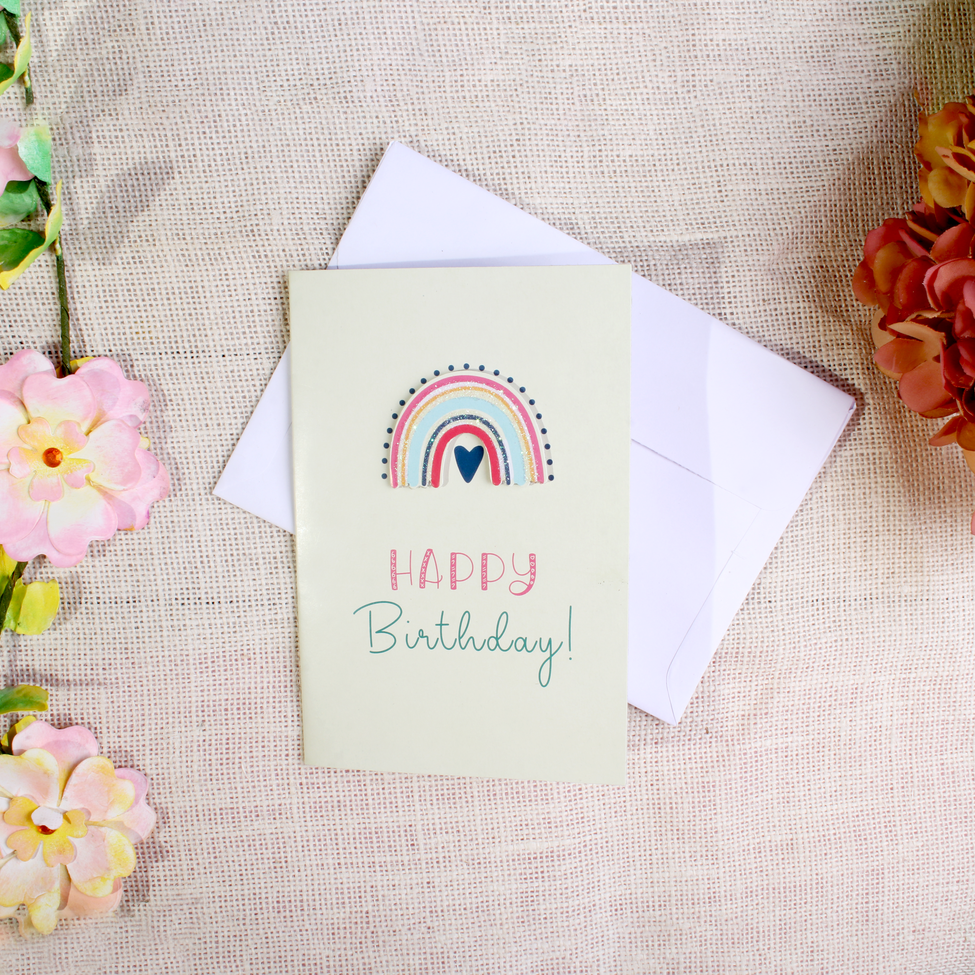 Greeting Card & Envelope Birthday Rainbow 4 X 6inch 2pc