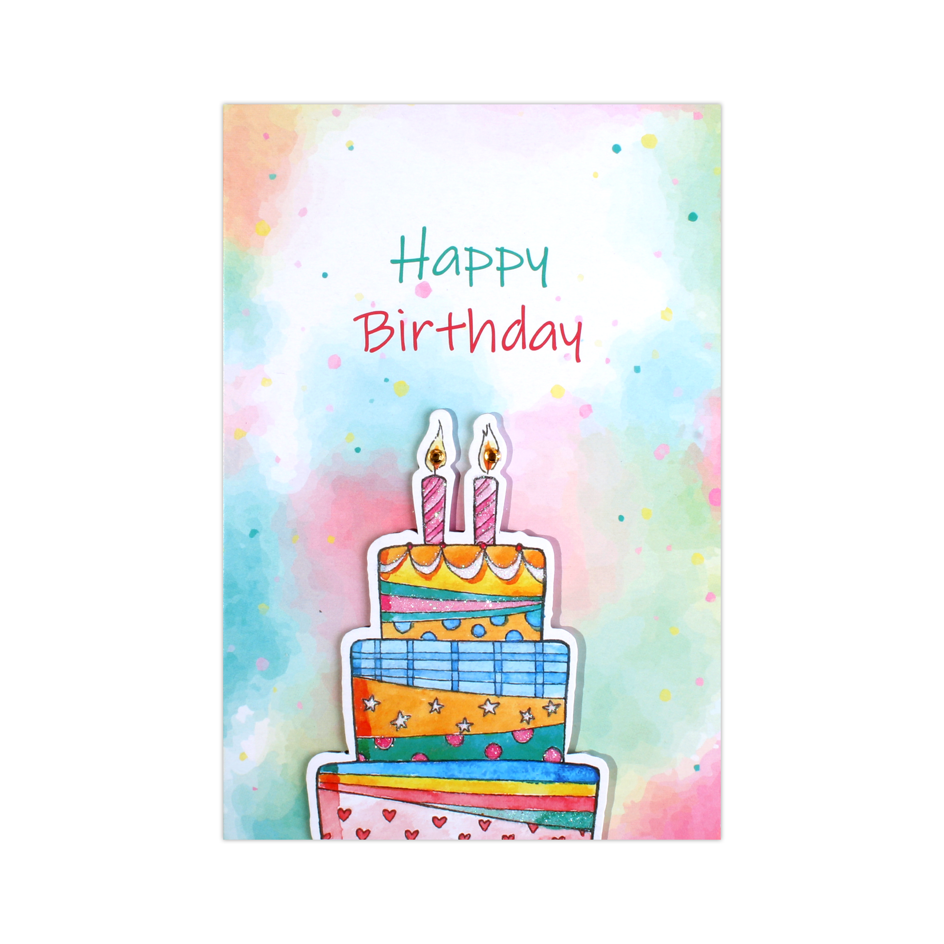 Greeting Card & Envelope Birthday Cake 4 X 6inch 2pc