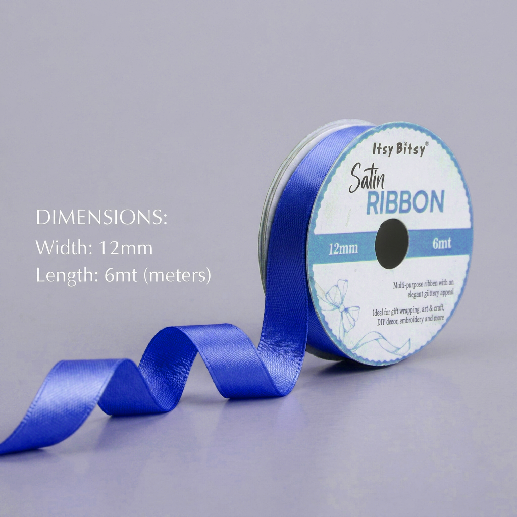 Satin Ribbon 12mm Royal Blue 6mtr 1Roll