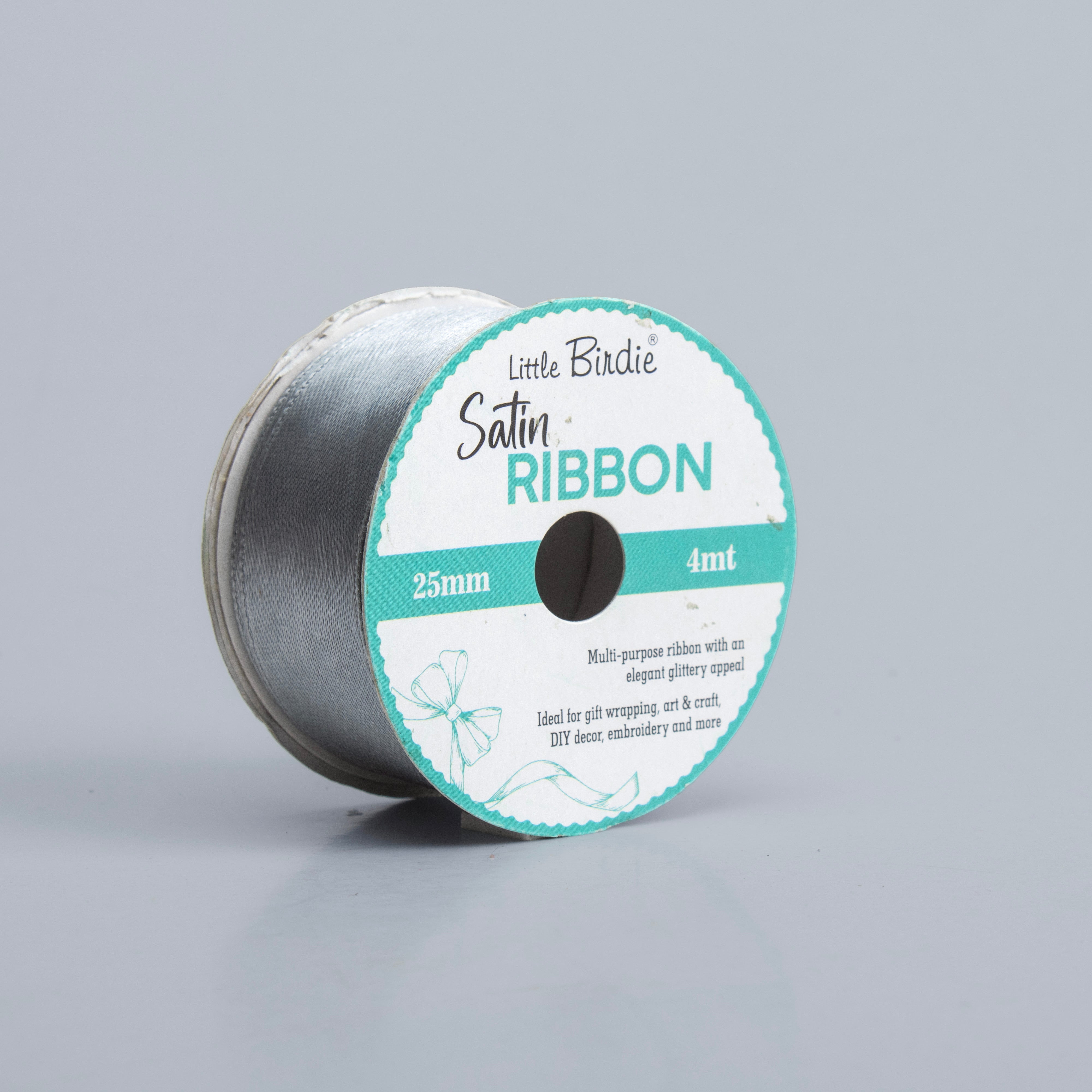 Satin Ribbon 25mm Silver 4mtr 1Roll