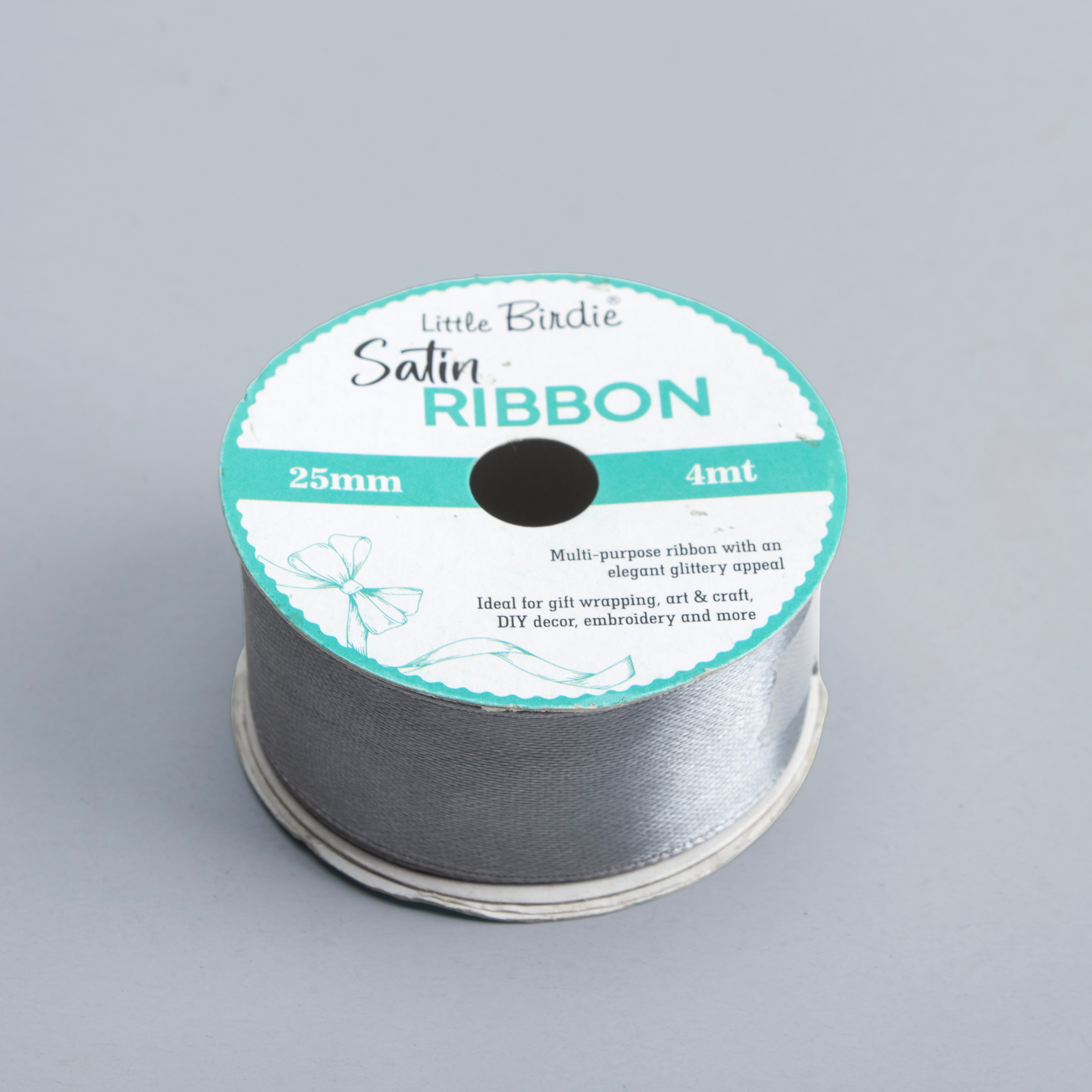Satin Ribbon 25mm Silver 4mtr 1Roll