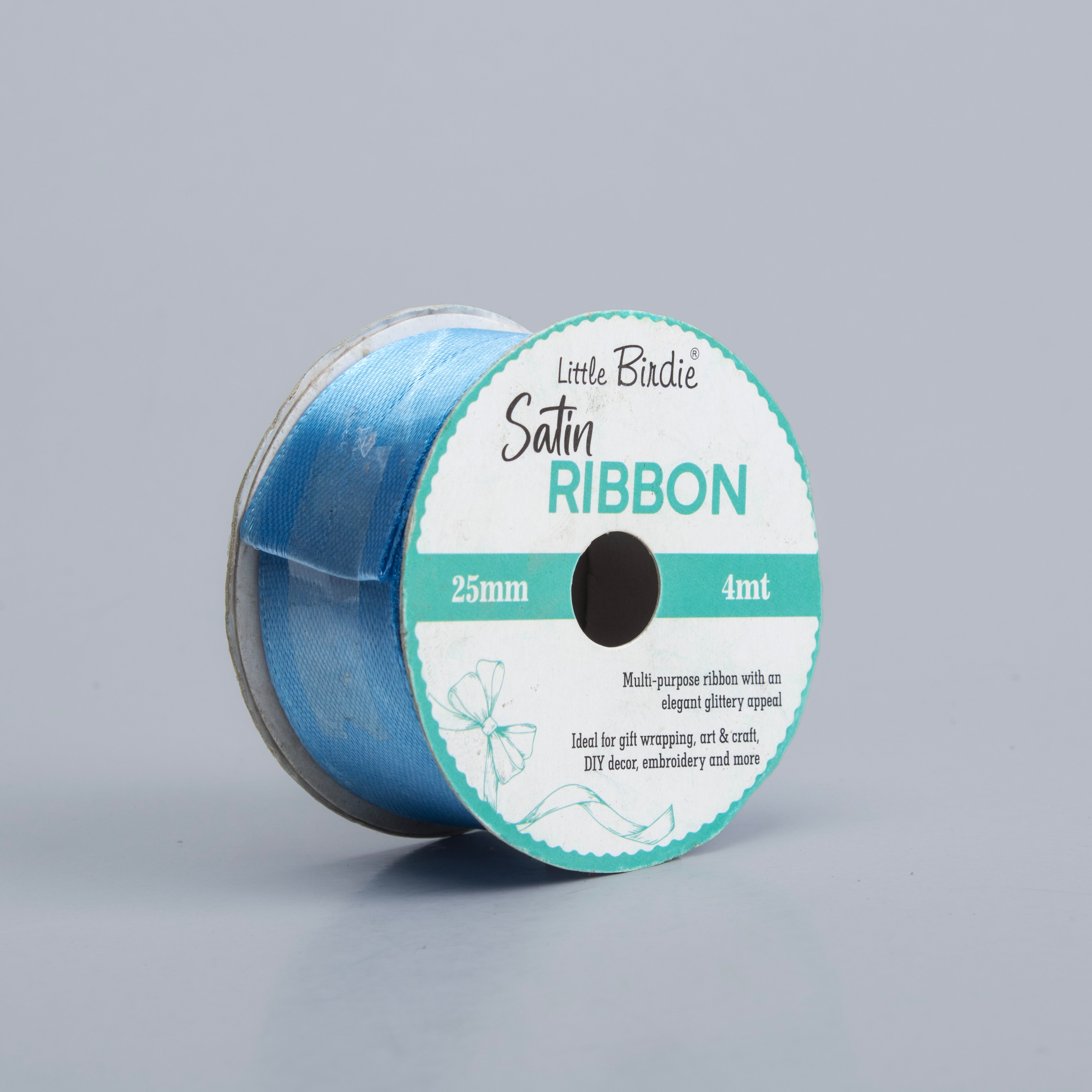 Satin Ribbon 25mm Baby Blue 4mtr 1Roll