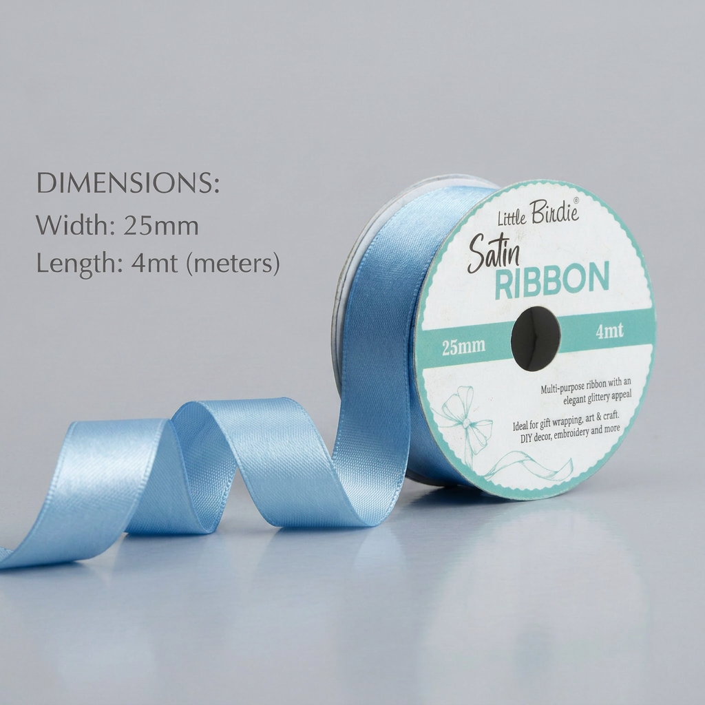 Satin Ribbon 25mm Baby Blue 4mtr 1Roll