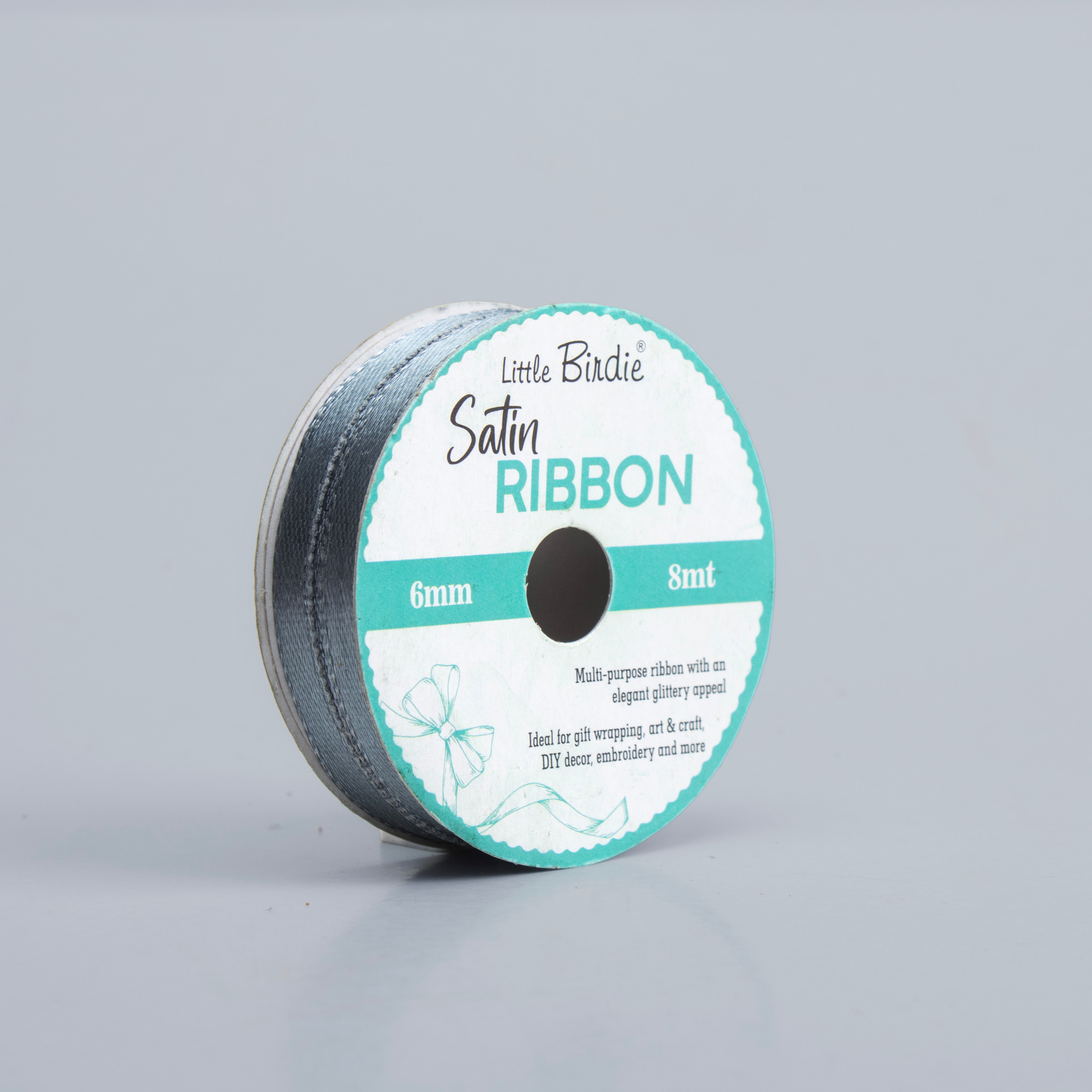 Satin Ribbon 6mm Silver 8mtr 1Roll