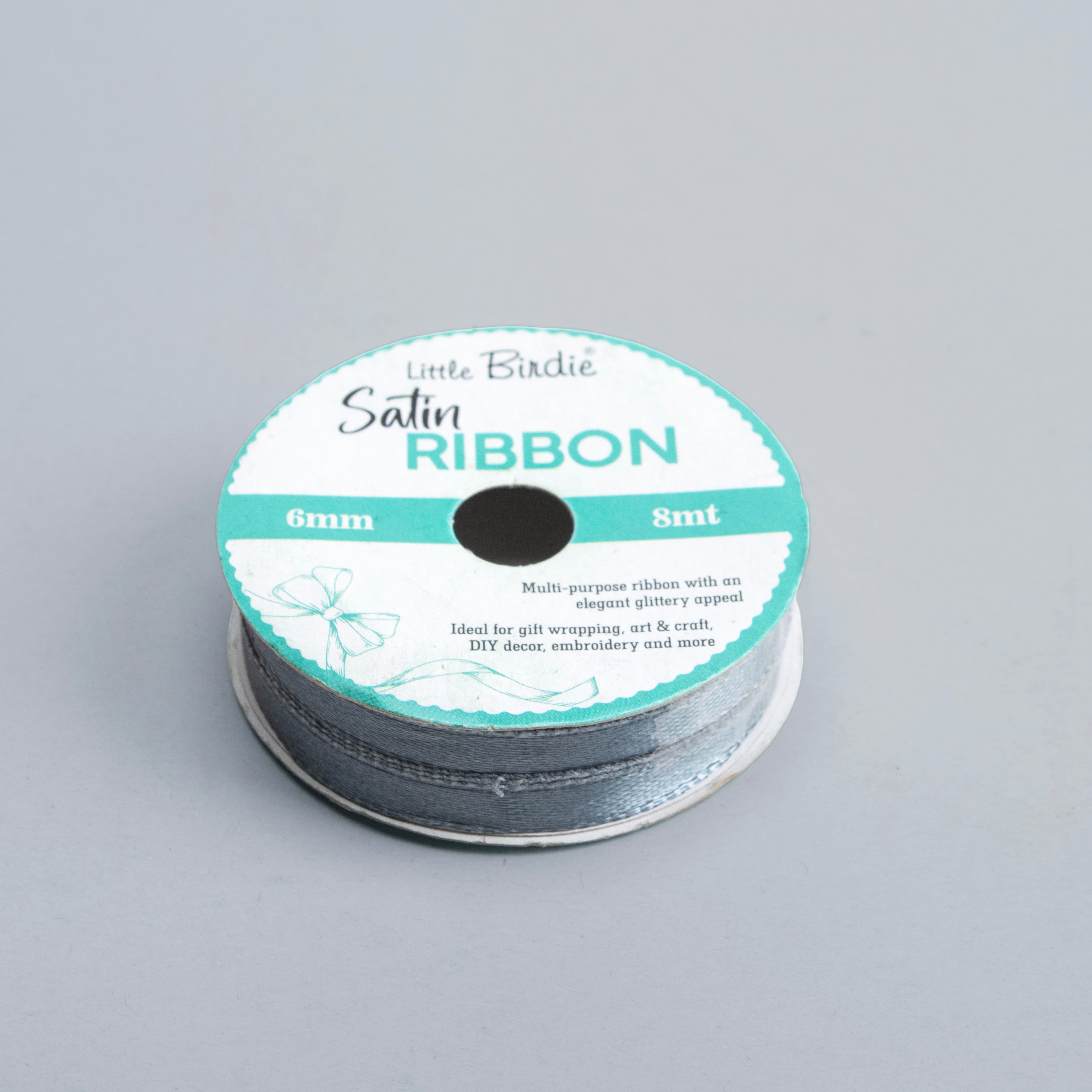 Satin Ribbon 6mm Silver 8mtr 1Roll