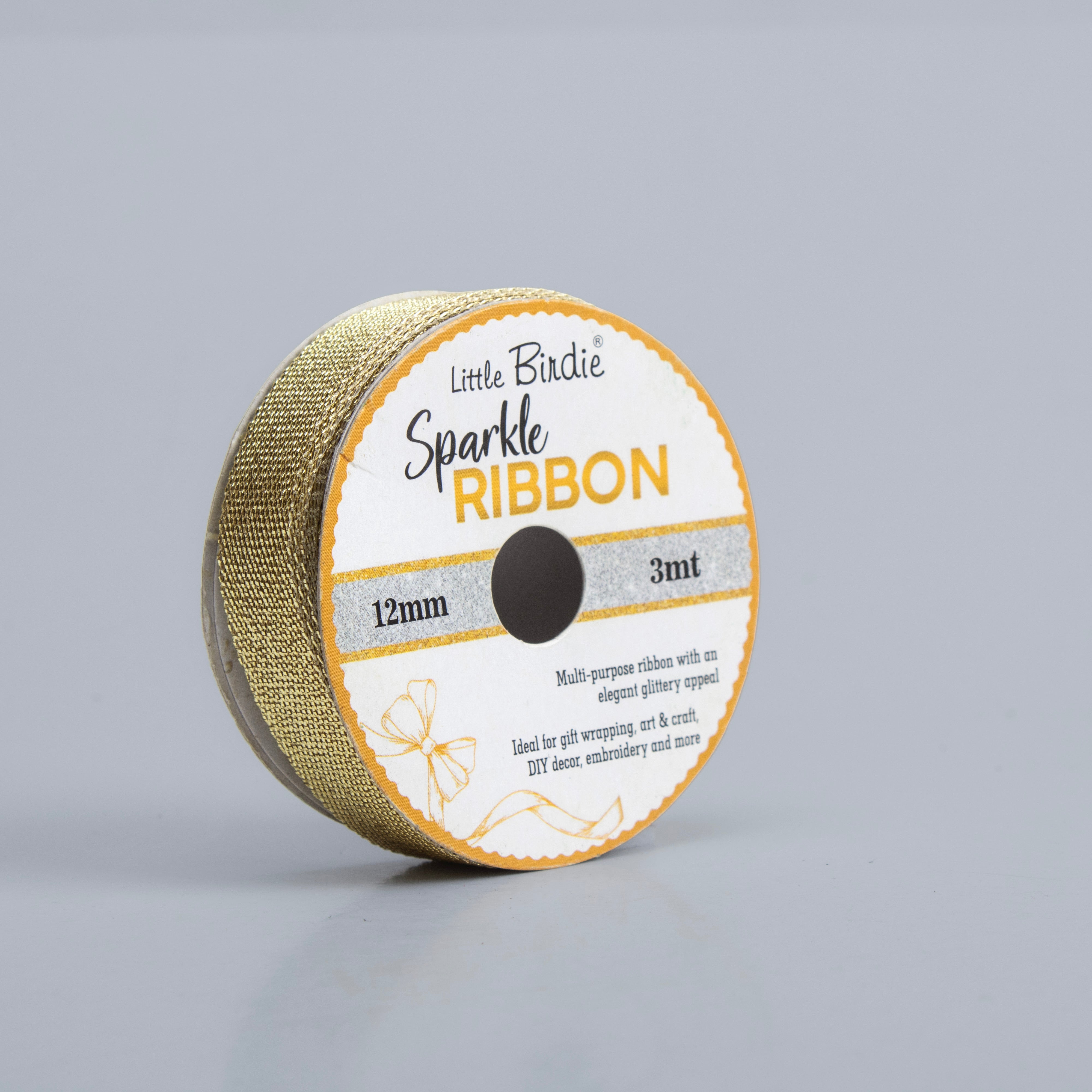 Sparkle Ribbon 12mm Light Gold 3mtr 1Roll