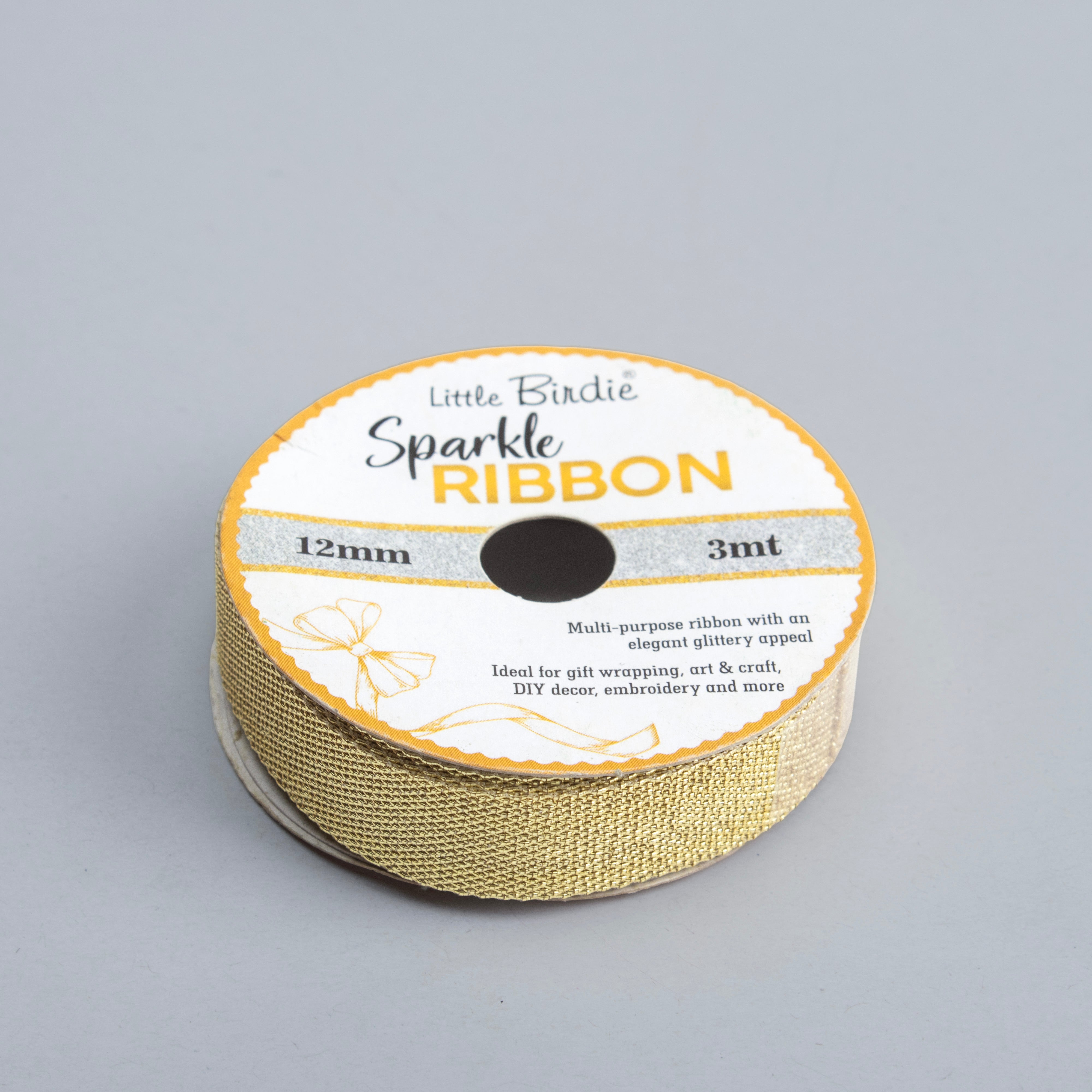 Sparkle Ribbon 12mm Light Gold 3mtr 1Roll