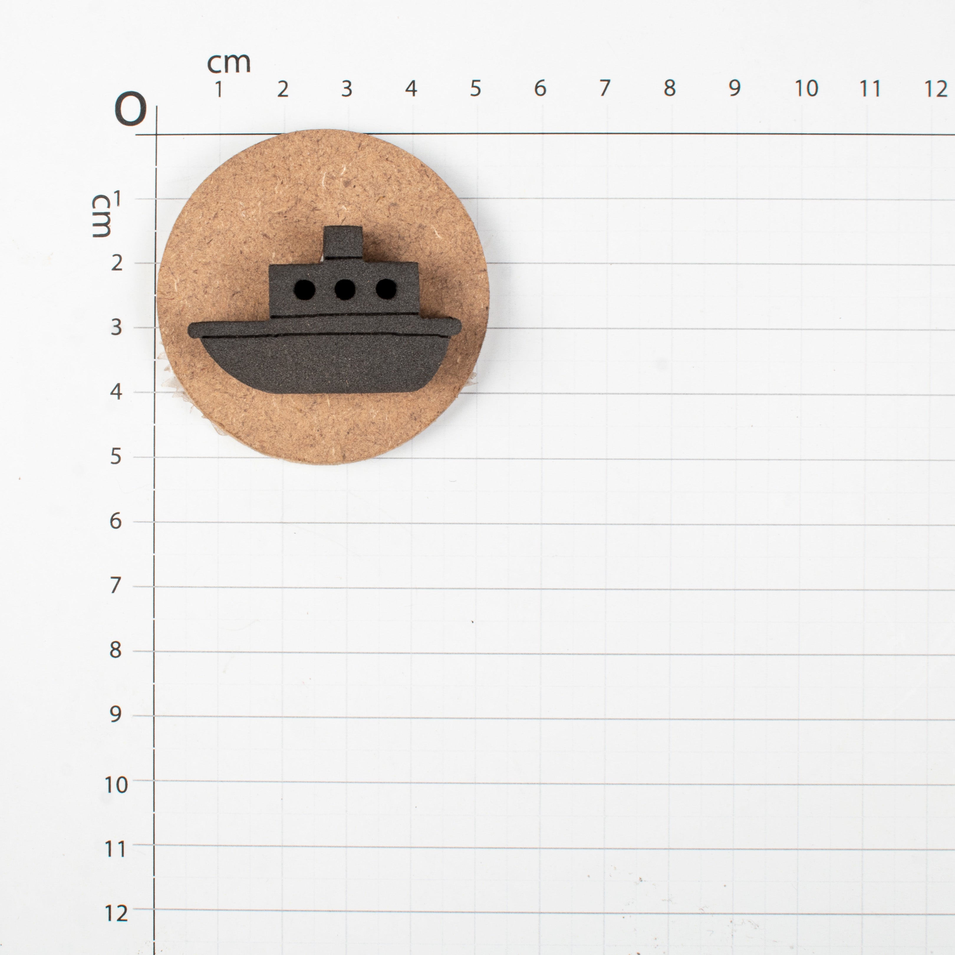 Foam Stamp - Ship | 4cm x 2.9cm | 10mm Thick (MDF Base 5.5mm thick round 5cm dia) 1pc