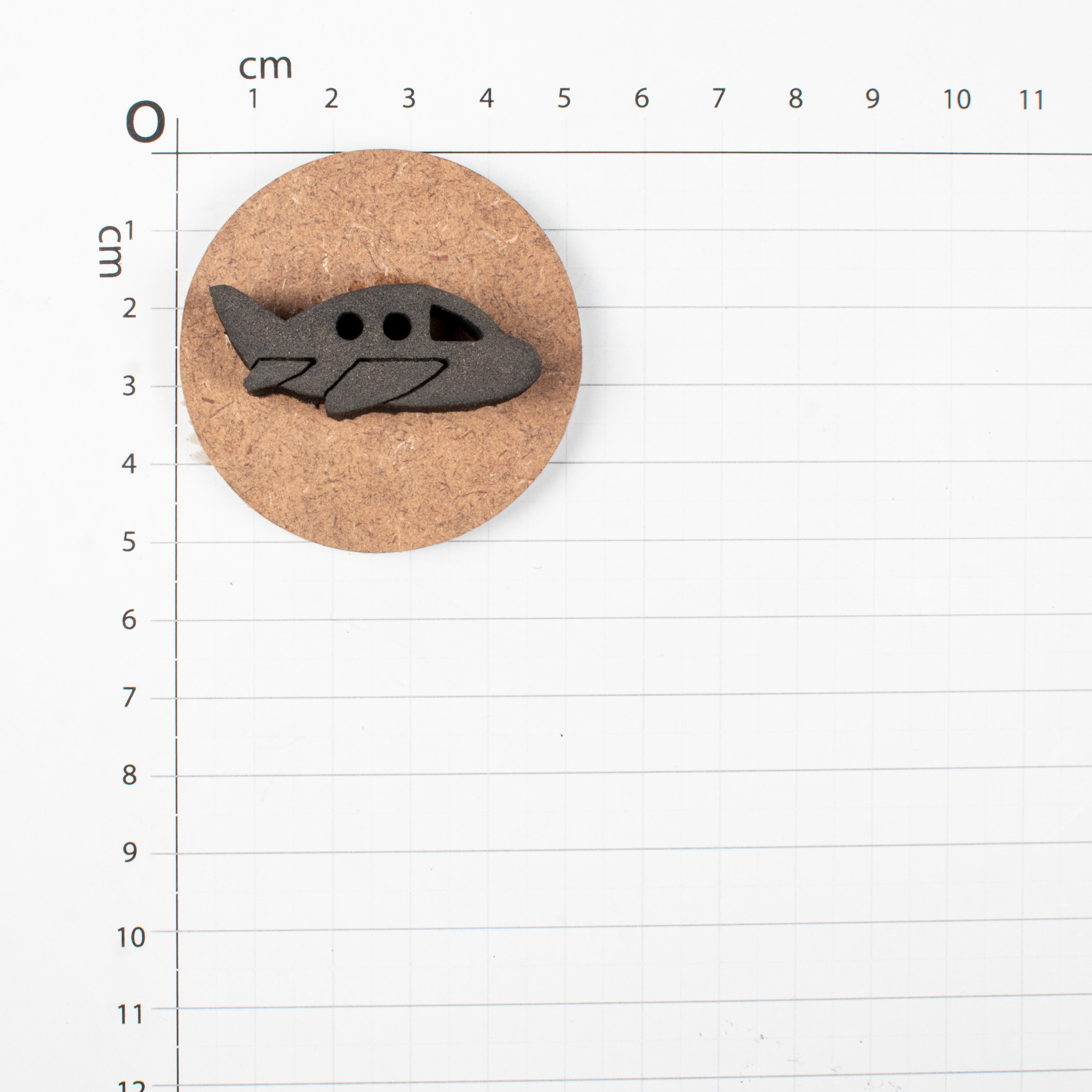 Foam Stamp - Aeroplane, 4.1cm x 1.5cm, 10mm Thick (MDF Base 5.5mm thick round 5cm dia) 1pc