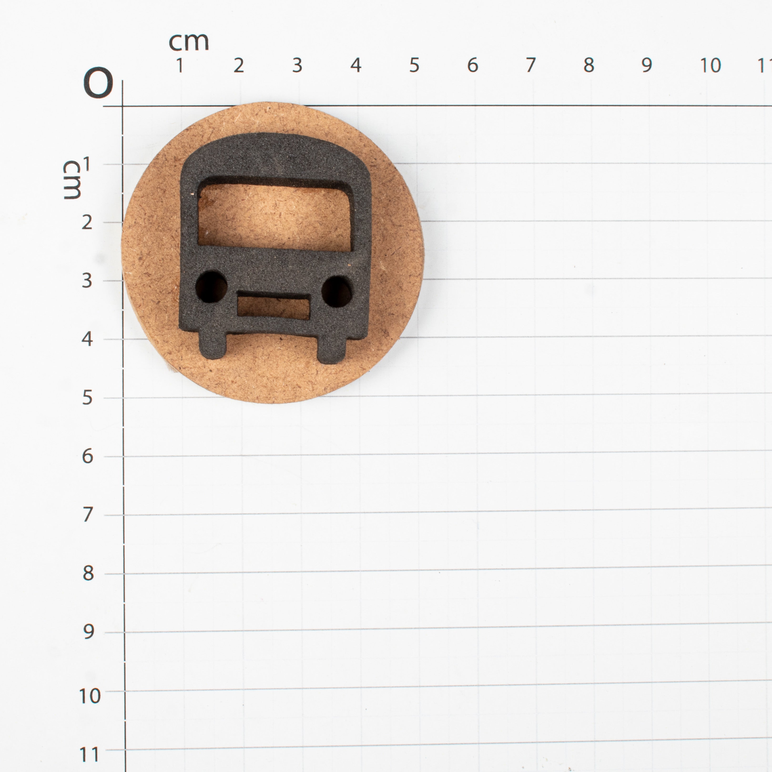 Foam Stamp - Bus | 3.1cm x 3.7cm | 10mm Thick (MDF Base 5.5mm thick round 5cm Dia) 1pc