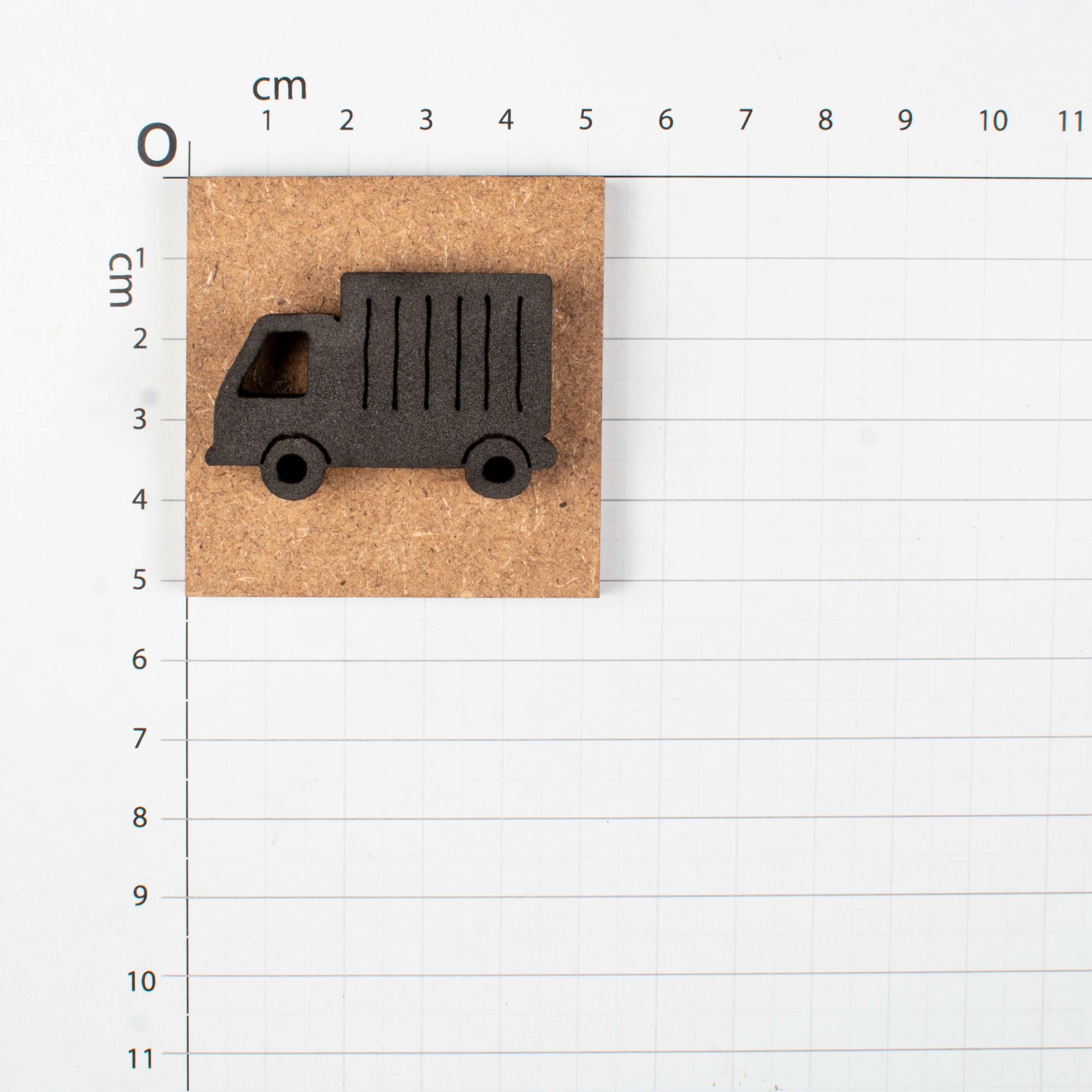 Foam Stamp - Truck, 4.2cm x 2.1cm, 10mm Thick (MDF Base 5.5mm thick square 5x5cm ) 1pc