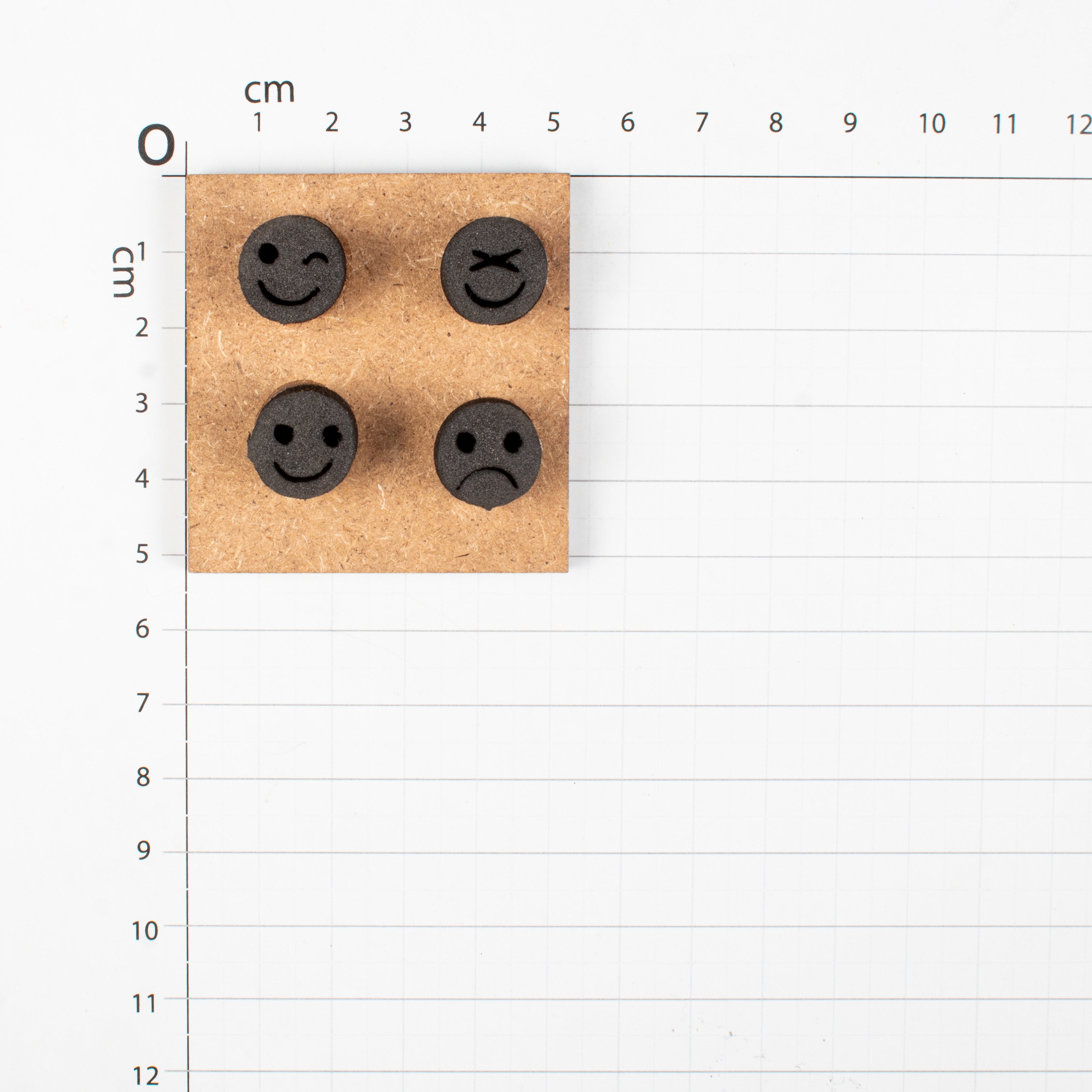 Foam Stamp - Expressions (4 Faces), 1.4 x 1.4cm, 10mm Thick (MDF Base 5.5mm thick square 5x5cm ) 1pc