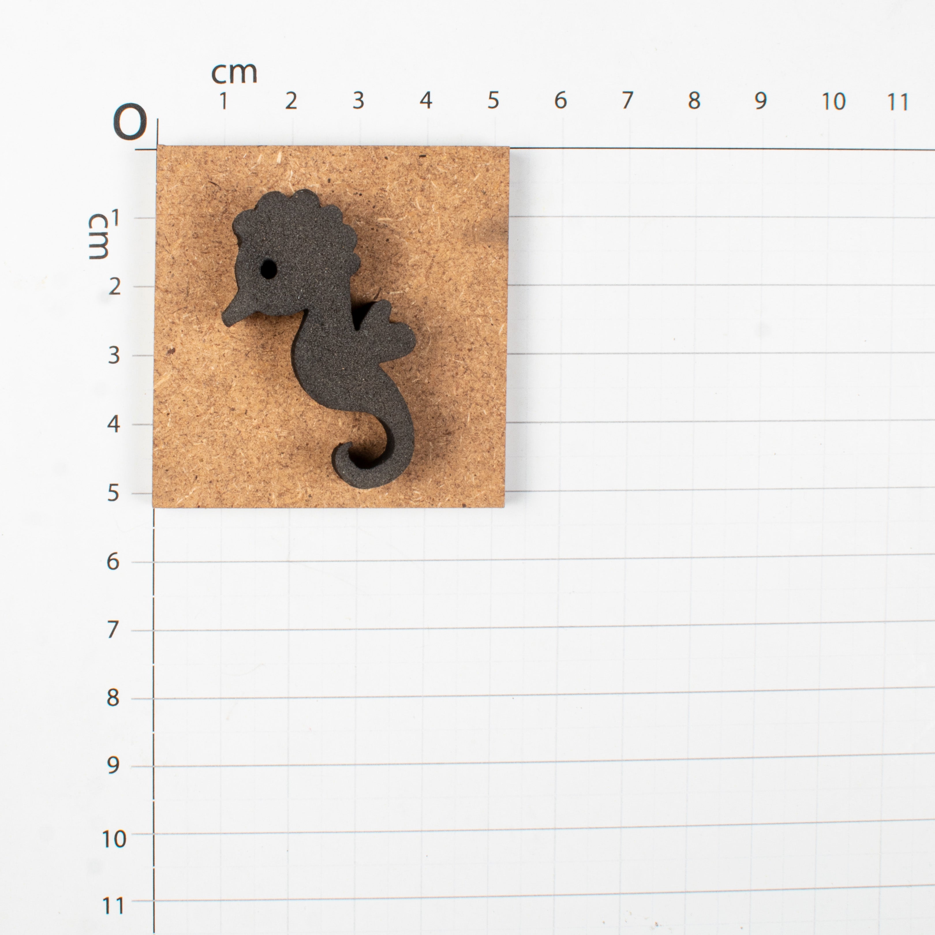 Foam Stamp - Seahorse, 2.2cm x 4.3cm, 10mm Thick (MDF Base 5.5mm thick square 5x5cm ) 1pc