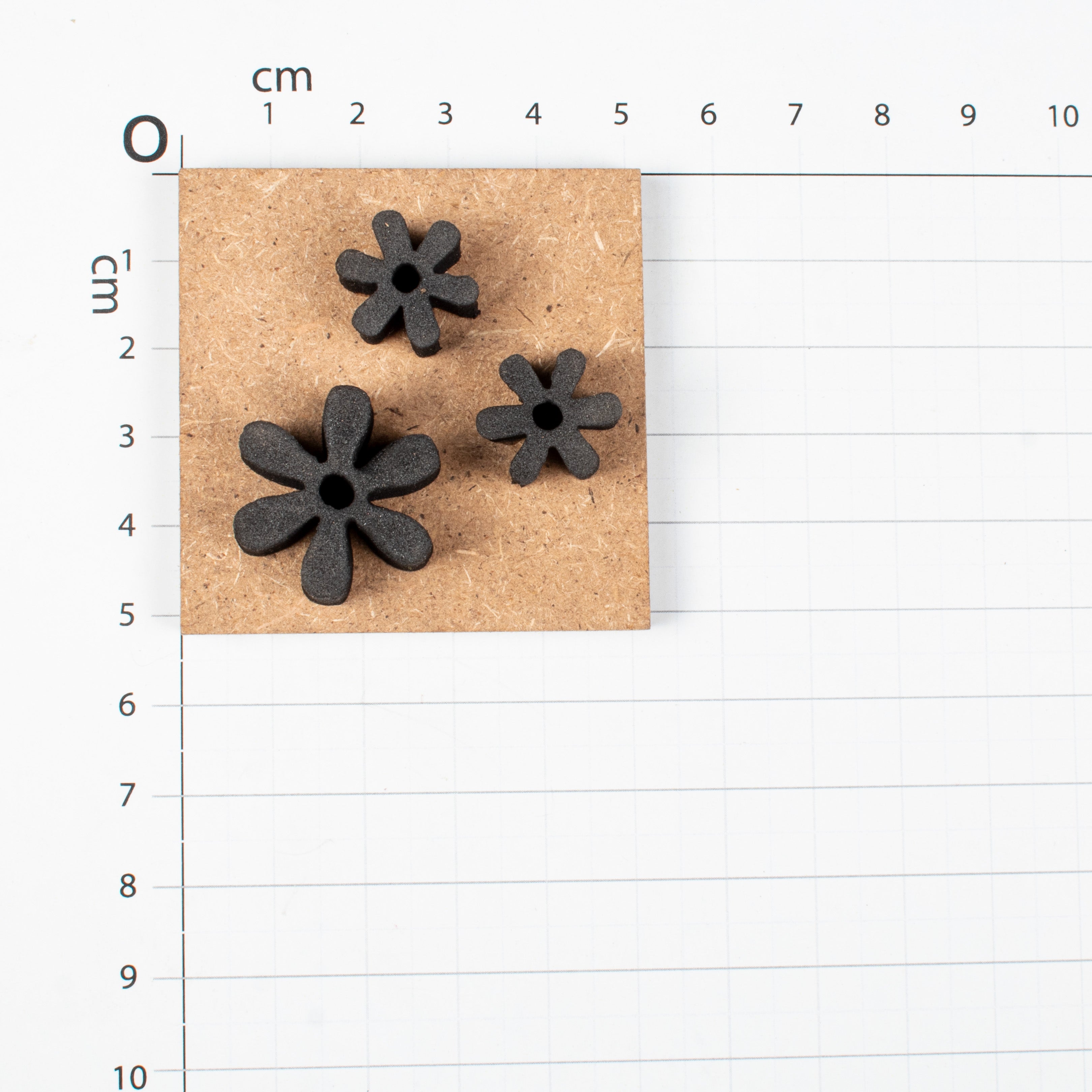 Foam Stamp - Flower Collection (3 flowers) Big | 2.3 x 2.3cm & small 1.5 x 1.5cm | 10mm Thick (MDF Base 5.5mm thick square 5x5cm ) 1pc