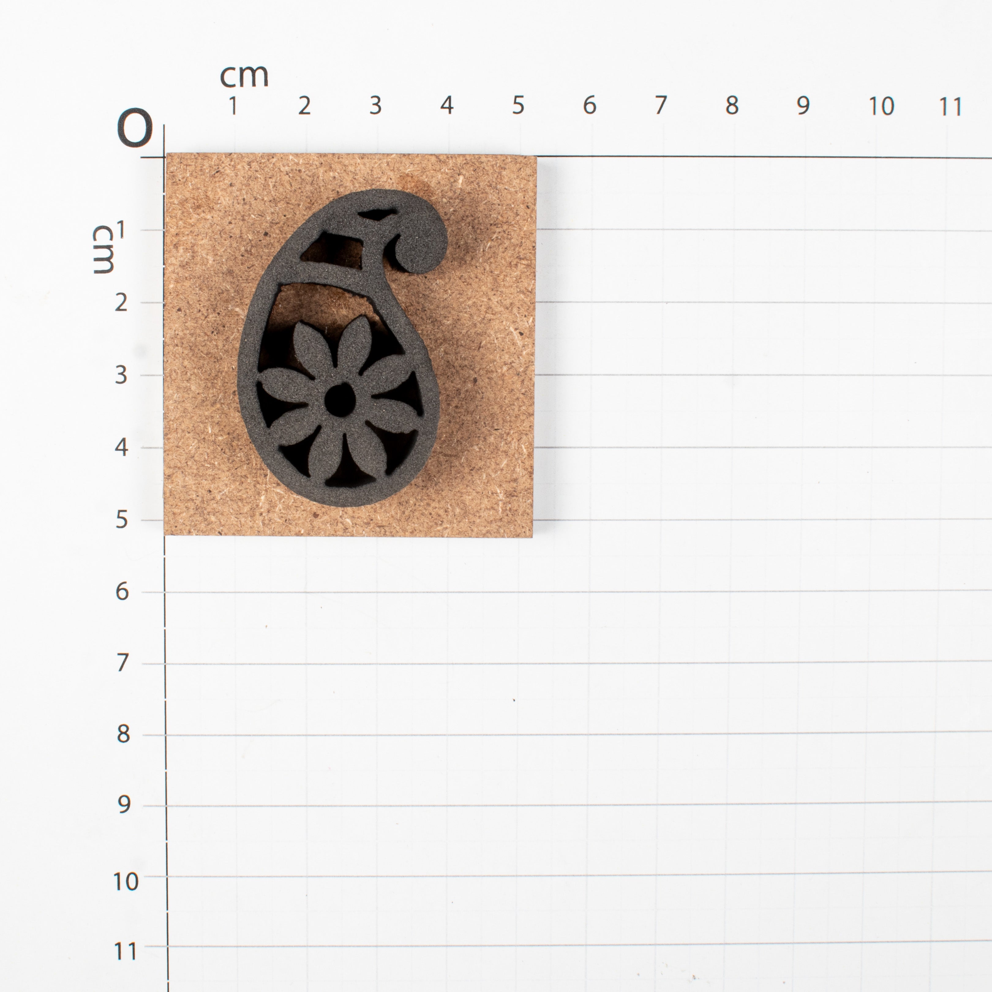 Foam Stamp - Floral Paisley, 2.7cm x 4.2cm, 10mm Thick (MDF Base 5.5mm thick square 5x5cm ) 1pc