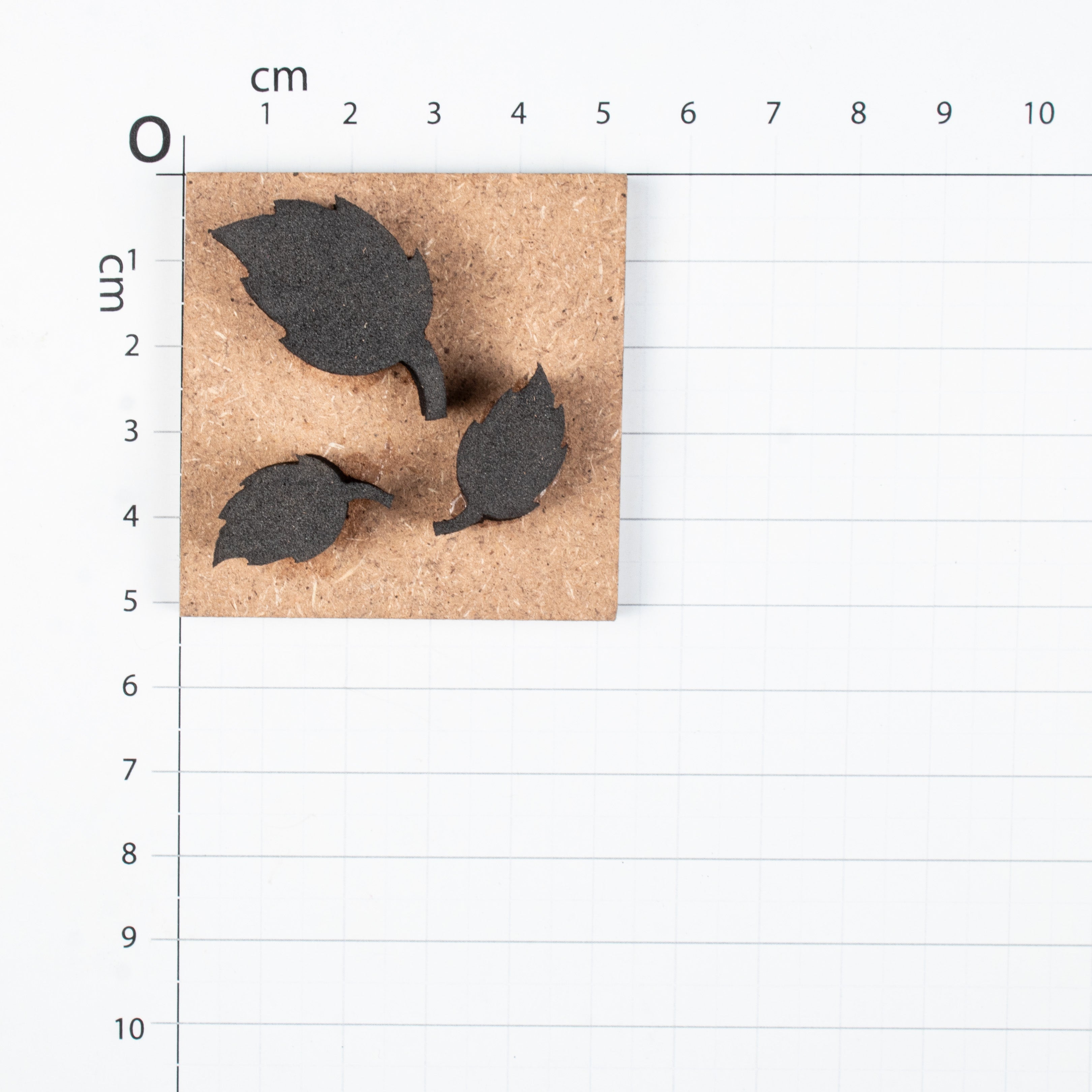 Foam Stamp Leaf Collection (3 leaves) Big 1.8 x 3.4cm & small 1.2 x 2.1cm x 10mm Thick (MDF Base 5.5mm thick square 5x5cm ) 1pc