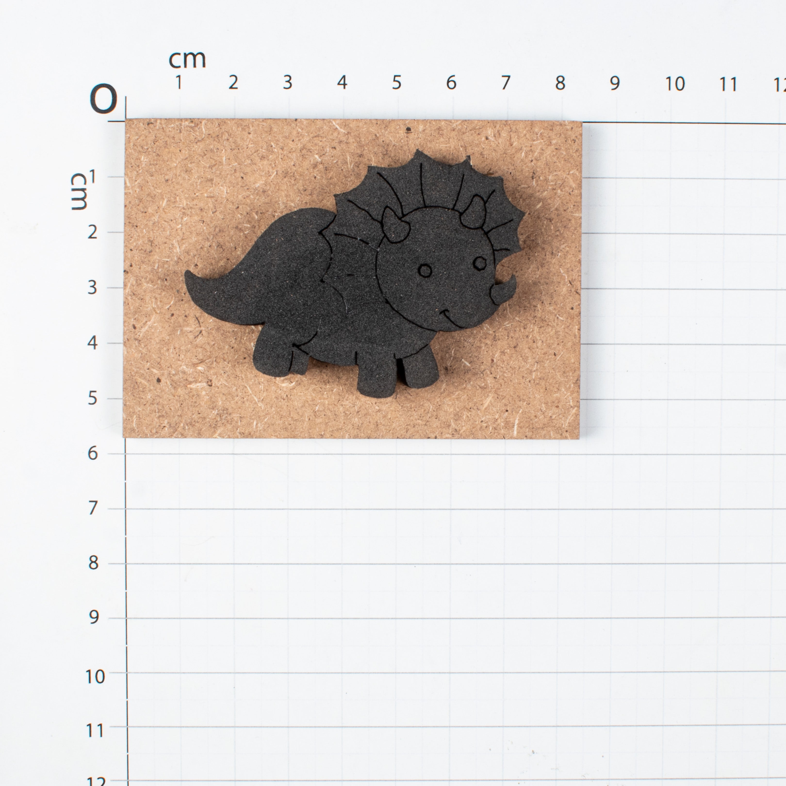 Foam Stamp - Triceratops, 5.8cm x 4cm, 10mm Thick (MDF Base 5.5mm thick rectangle 8.2 x 5.9cm) 1pc