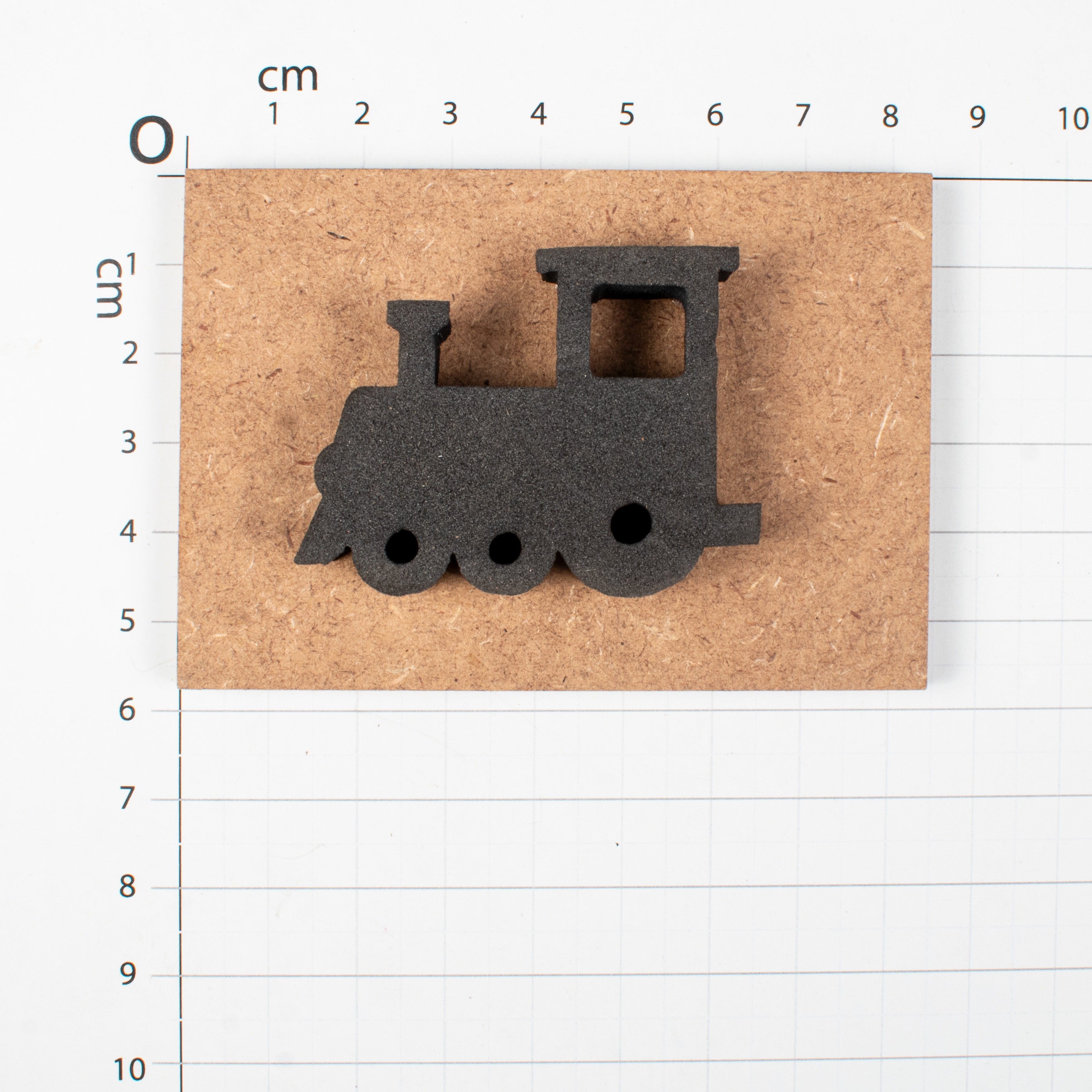 Foam Stamp - Train Engine | 5 x 3.7cm | 10mm Thick (MDF Base 5.5mm thick rectangle 8.2 x 5.9cm) 1pc