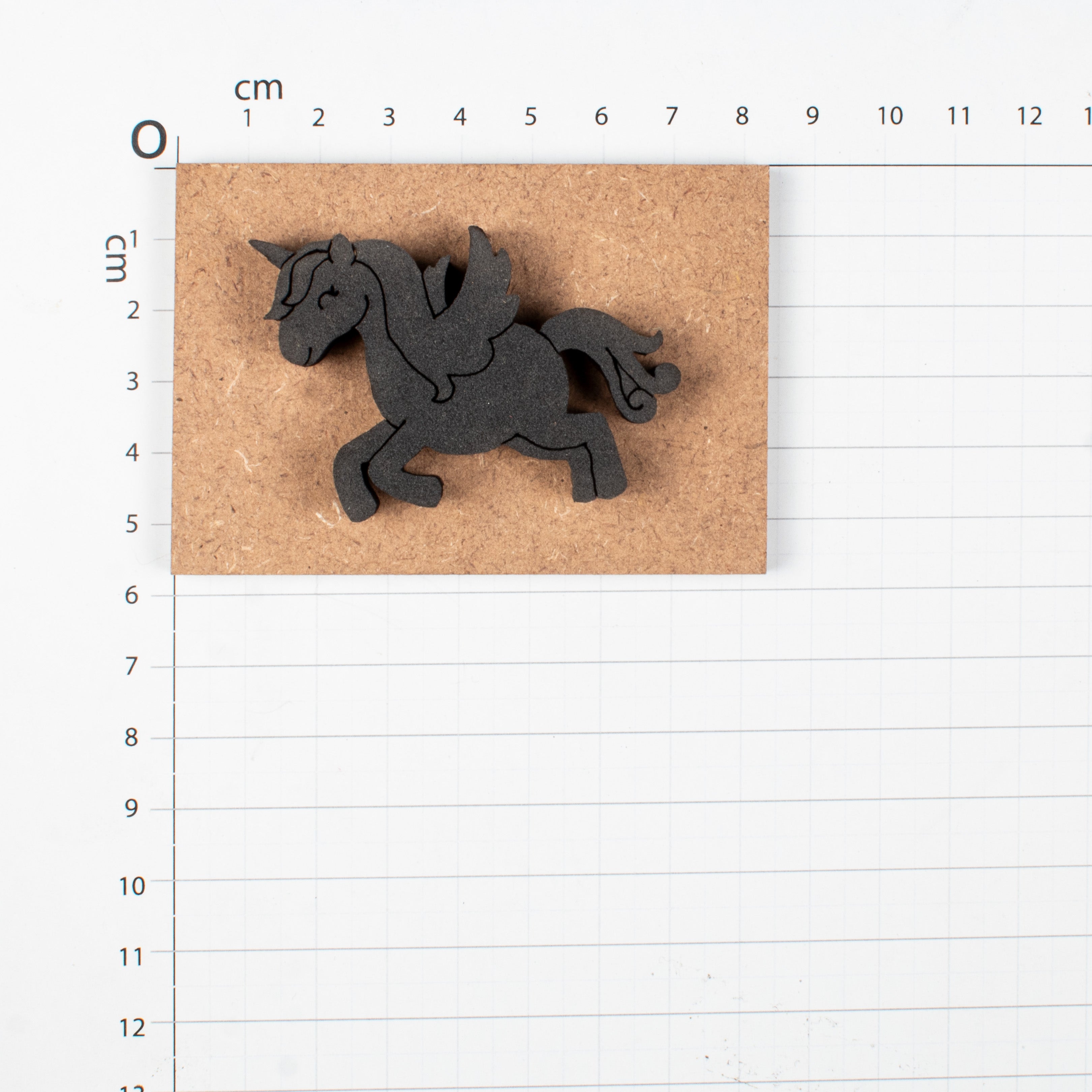 Foam Stamp - Flying Unicorn, 5.4cm x 4cm, 10mm Thick (MDF Base 5.5mm thick rectangle 8.2 x 5.9cm) 1pc