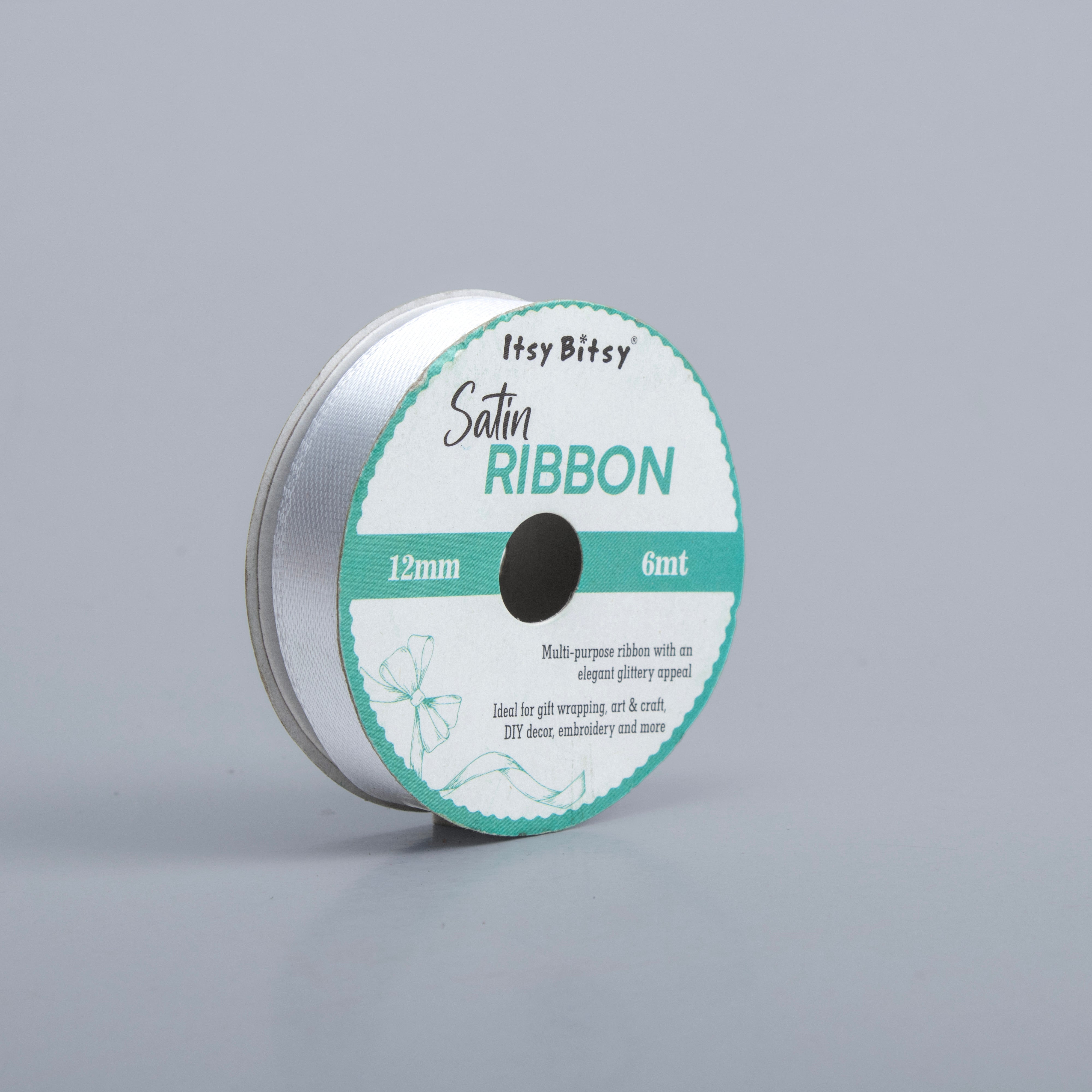 Satin Ribbon 12mm White 6mtr 1Roll