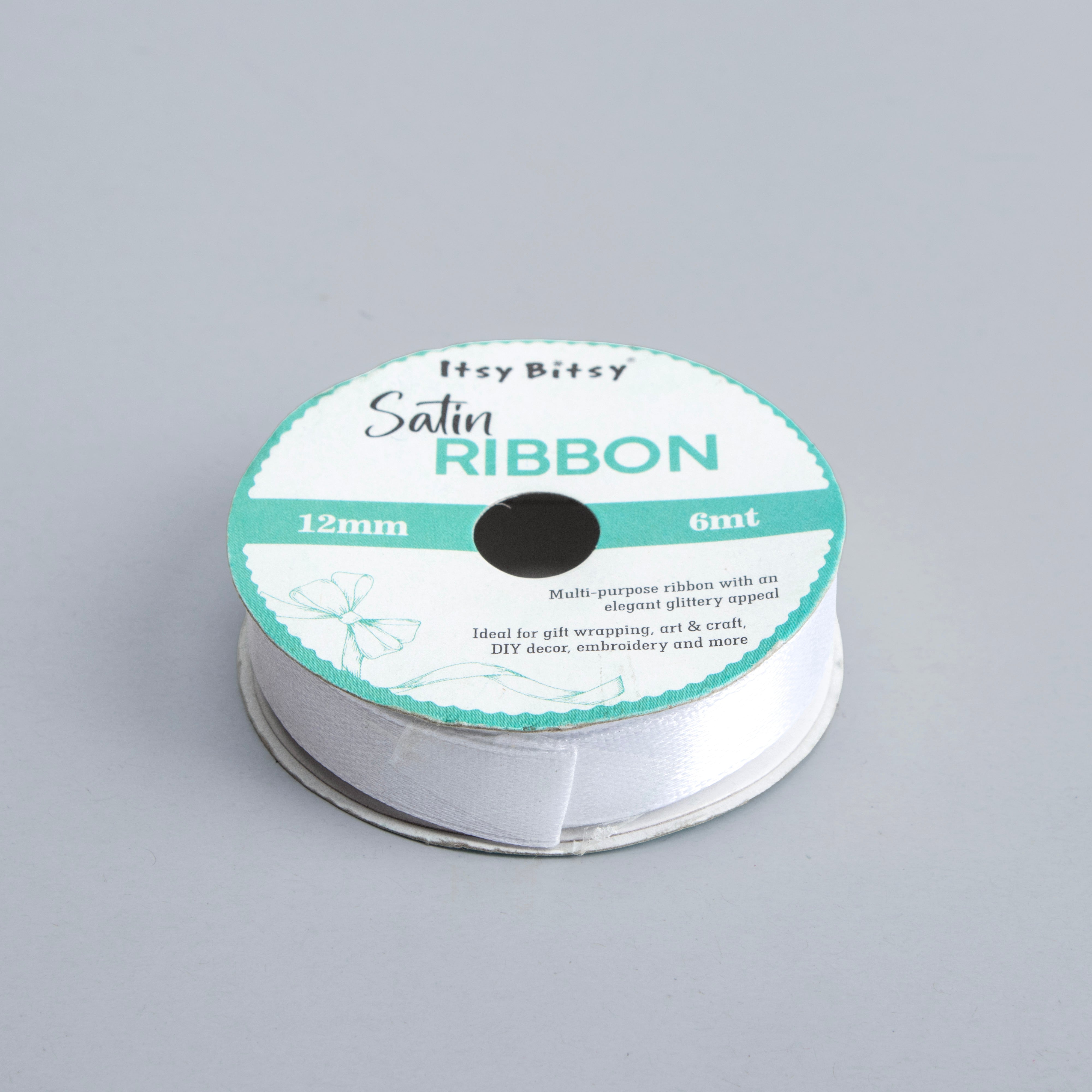Satin Ribbon 12mm White 6mtr 1Roll