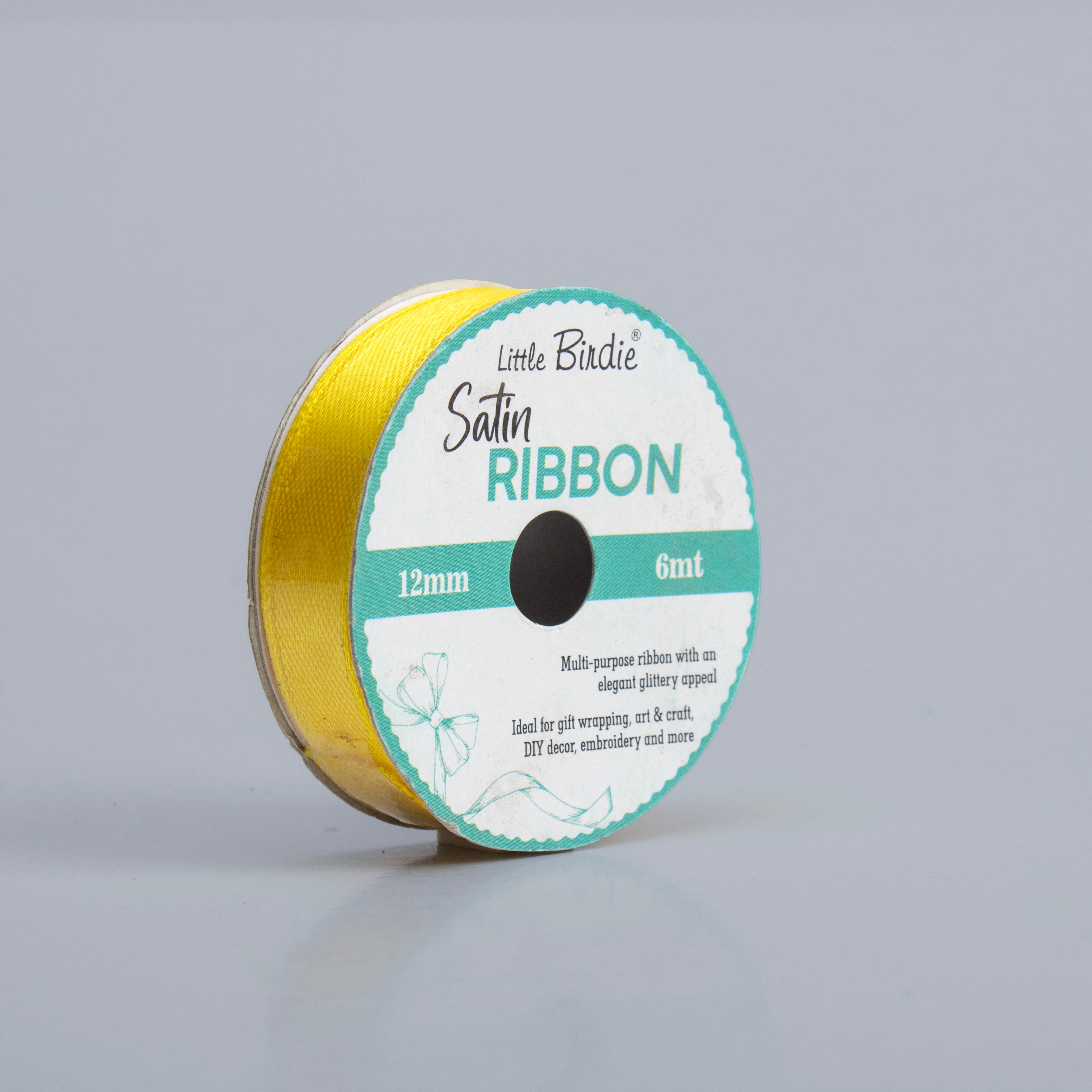 Satin Ribbon 12mm Lemon Yellow 6mtr 1Roll