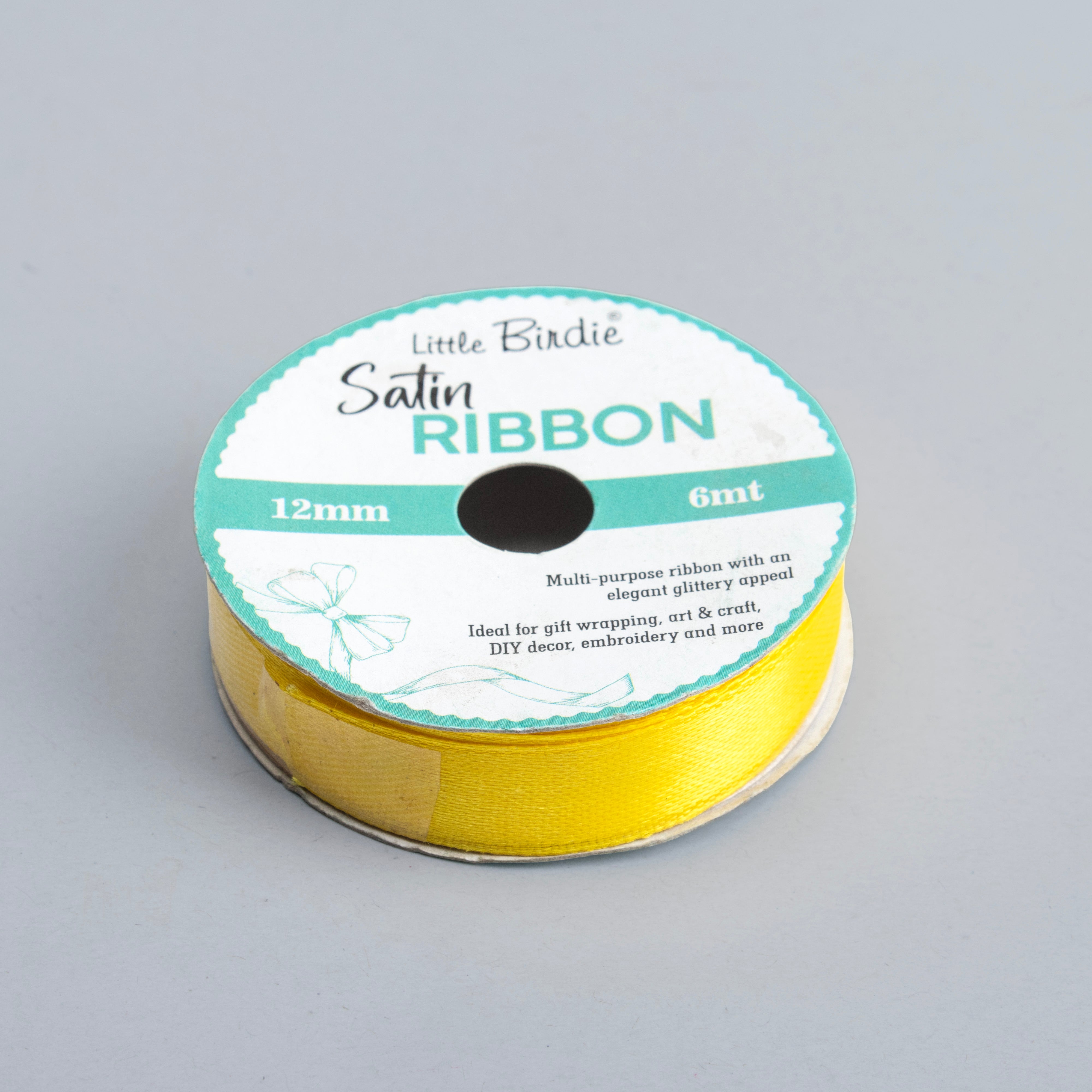 Satin Ribbon 12mm Lemon Yellow 6mtr 1Roll