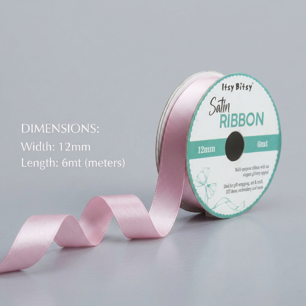 Satin Ribbon 12mm Baby Pink 6mtr 1Roll