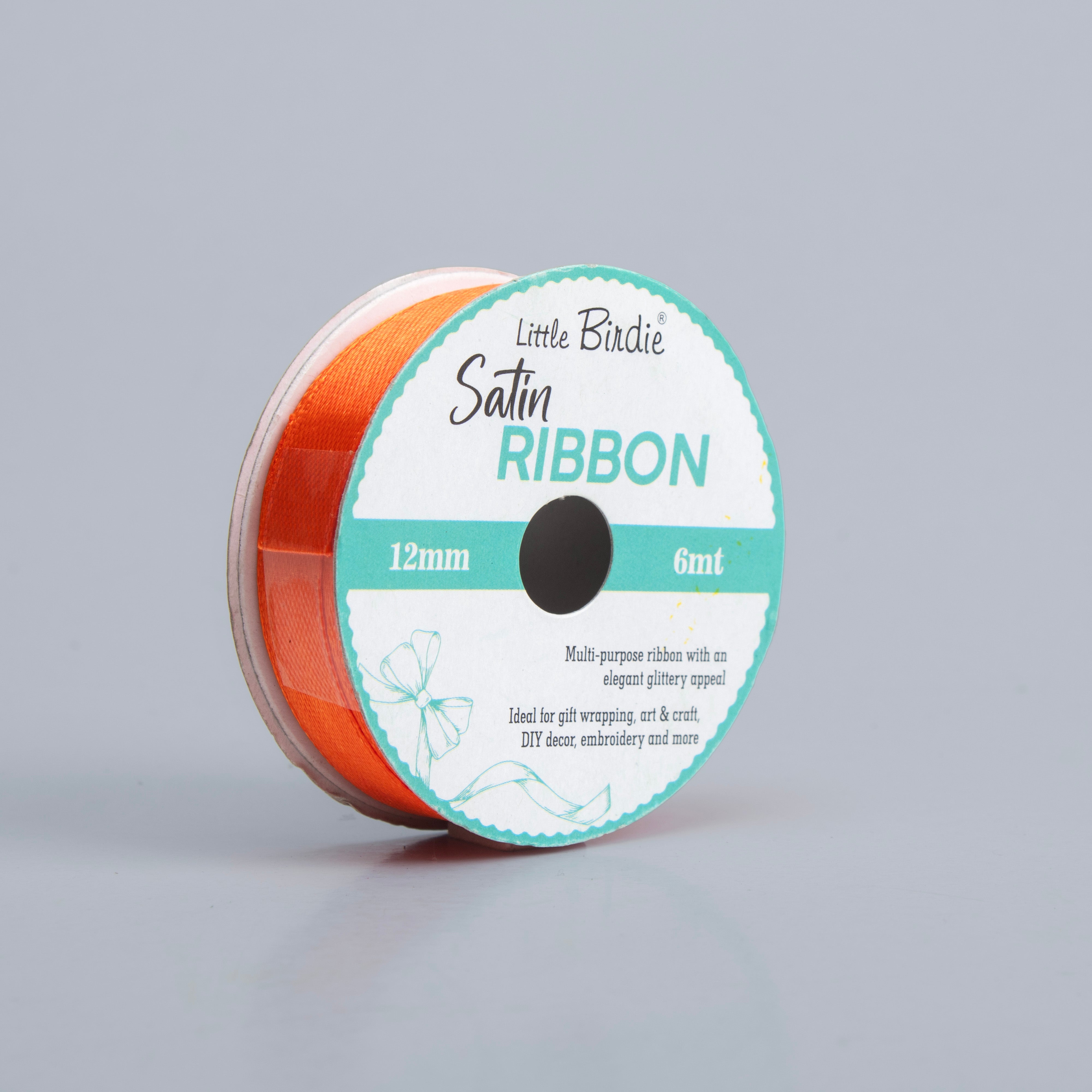 Satin Ribbon 12mm Orange 6mtr 1Roll