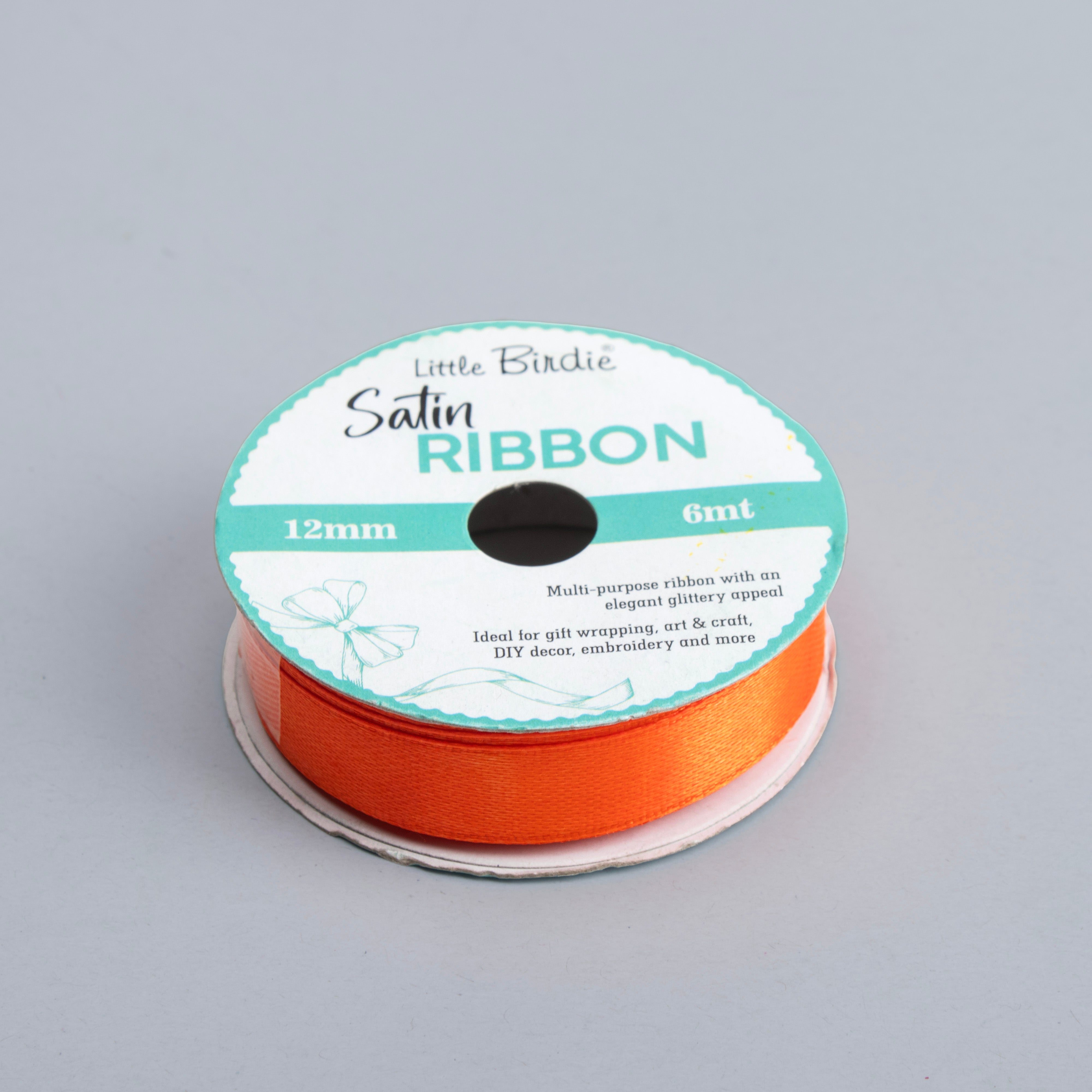 Satin Ribbon 12mm Orange 6mtr 1Roll