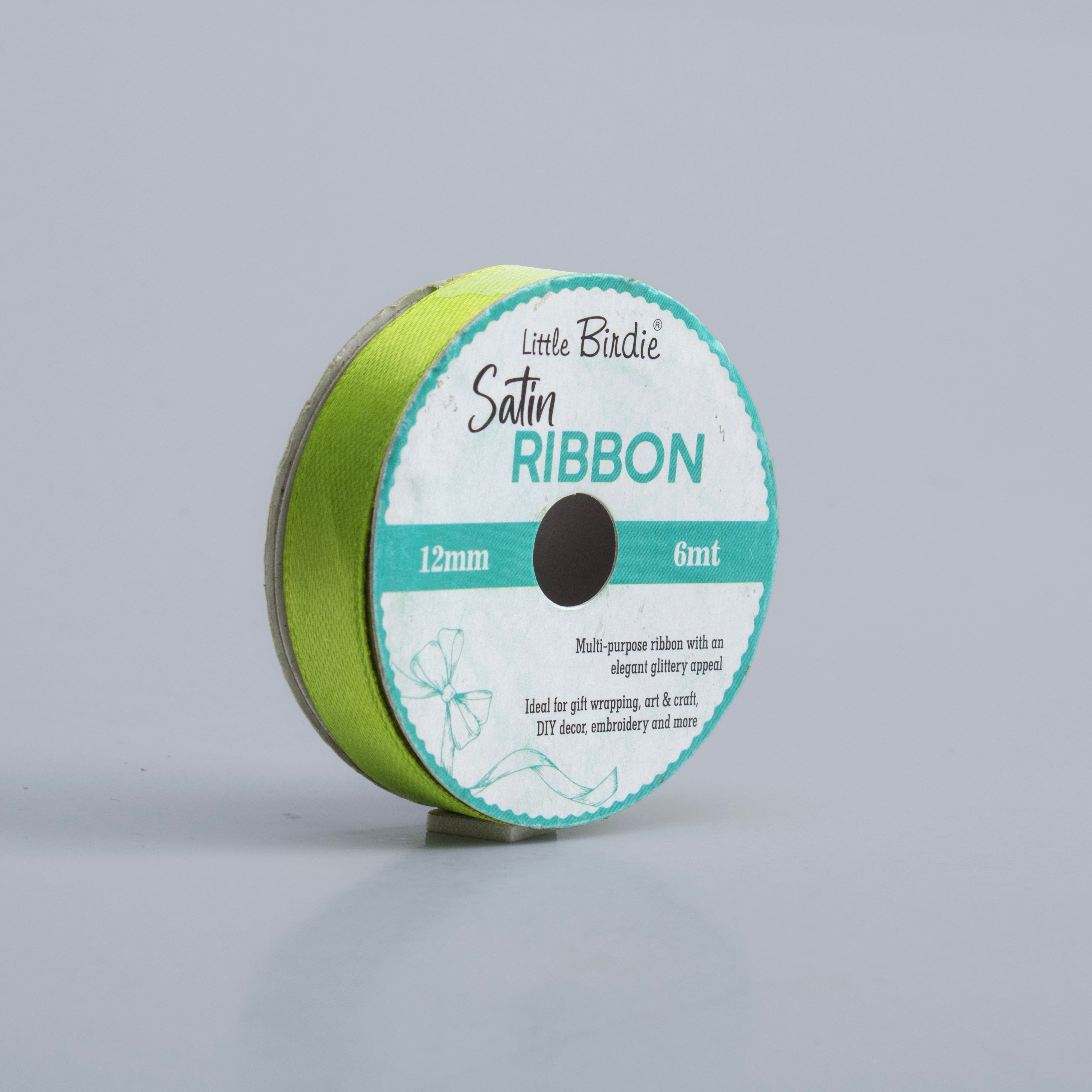 Satin Ribbon 12mm Parrot Green 6mtr 1Roll
