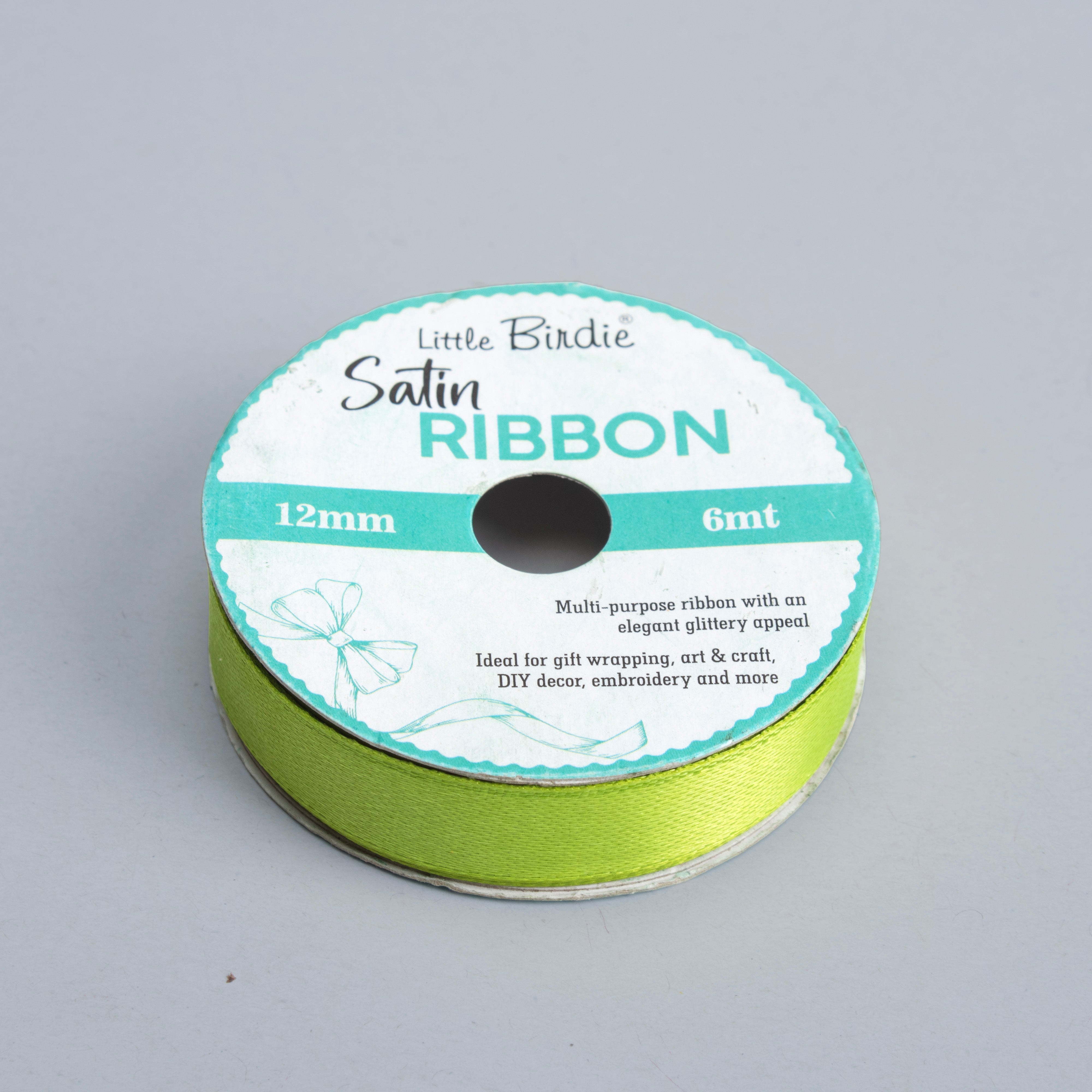 Satin Ribbon 12mm Parrot Green 6mtr 1Roll