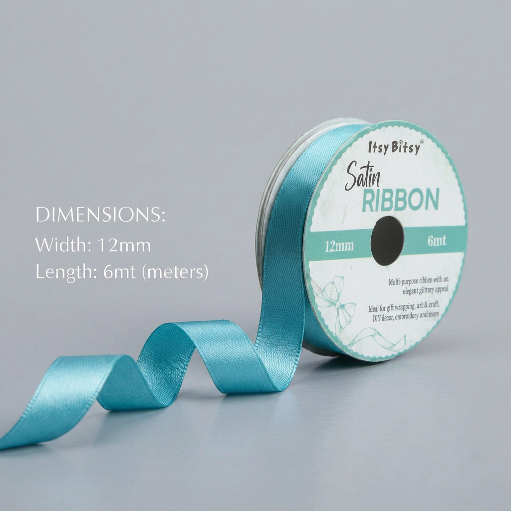 Satin Ribbon 12mm Light Blue 6mtr 1Roll