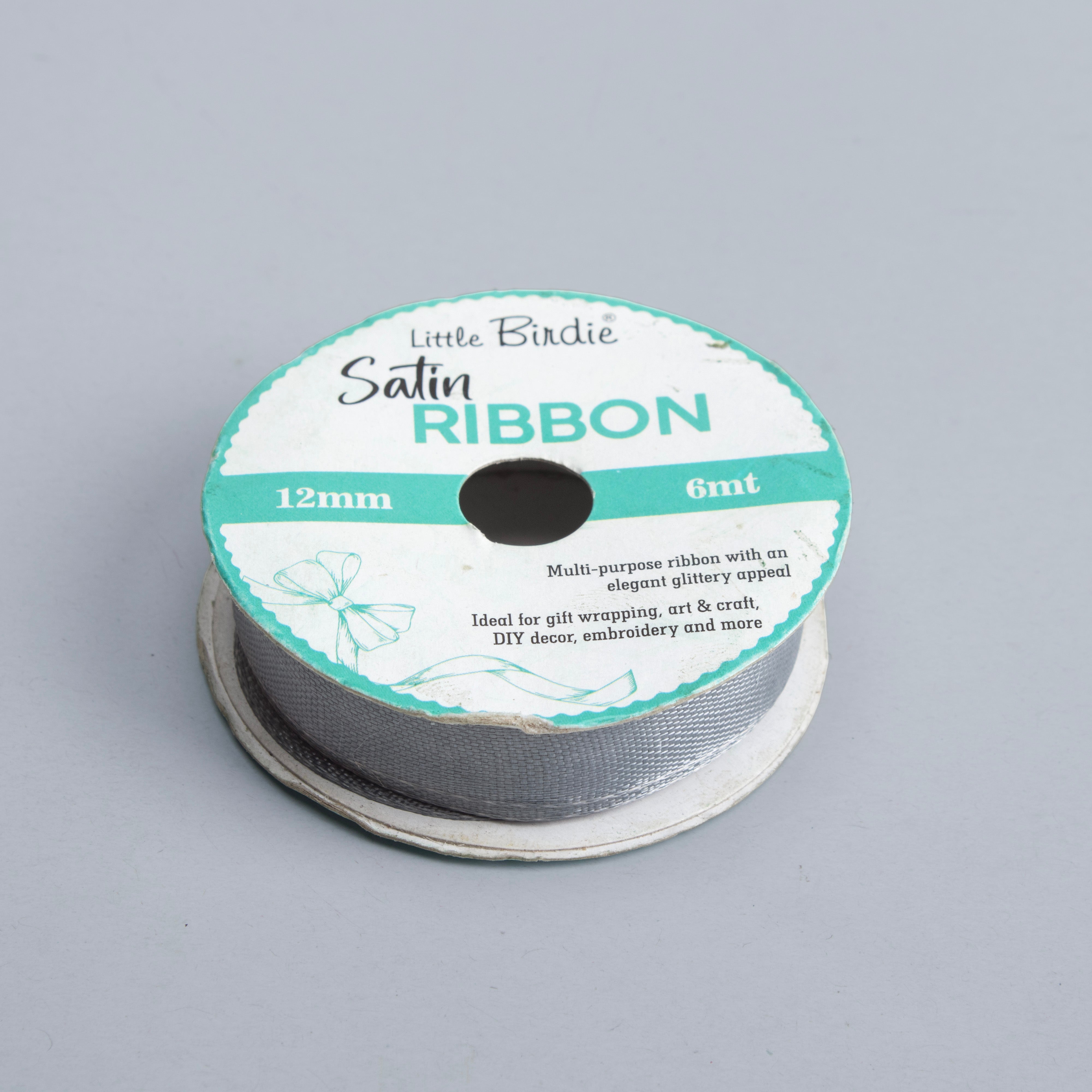 Satin Ribbon 12mm Silver 6mtr 1Roll