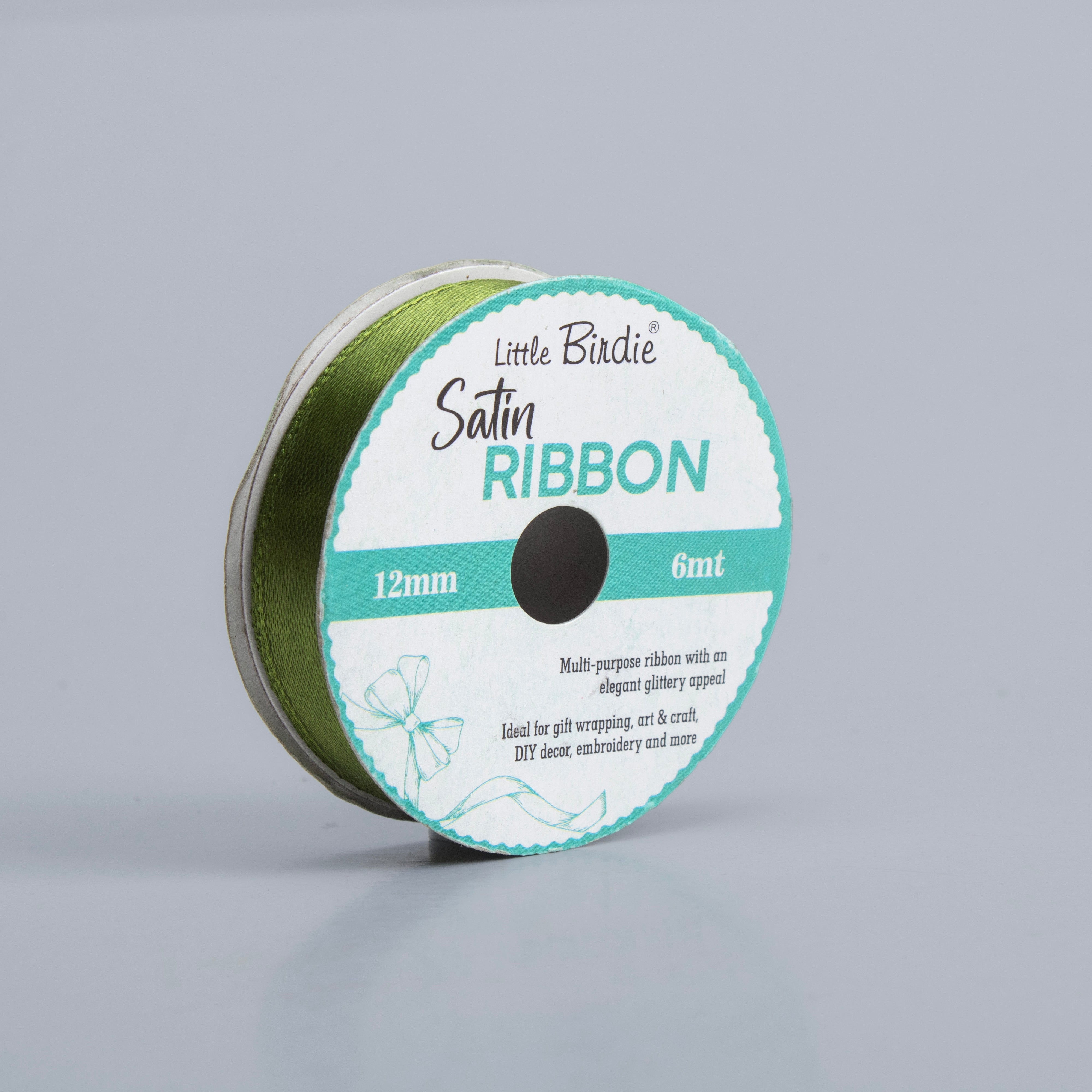 Satin Ribbon 12mm Olive Green 6mtr 1Roll