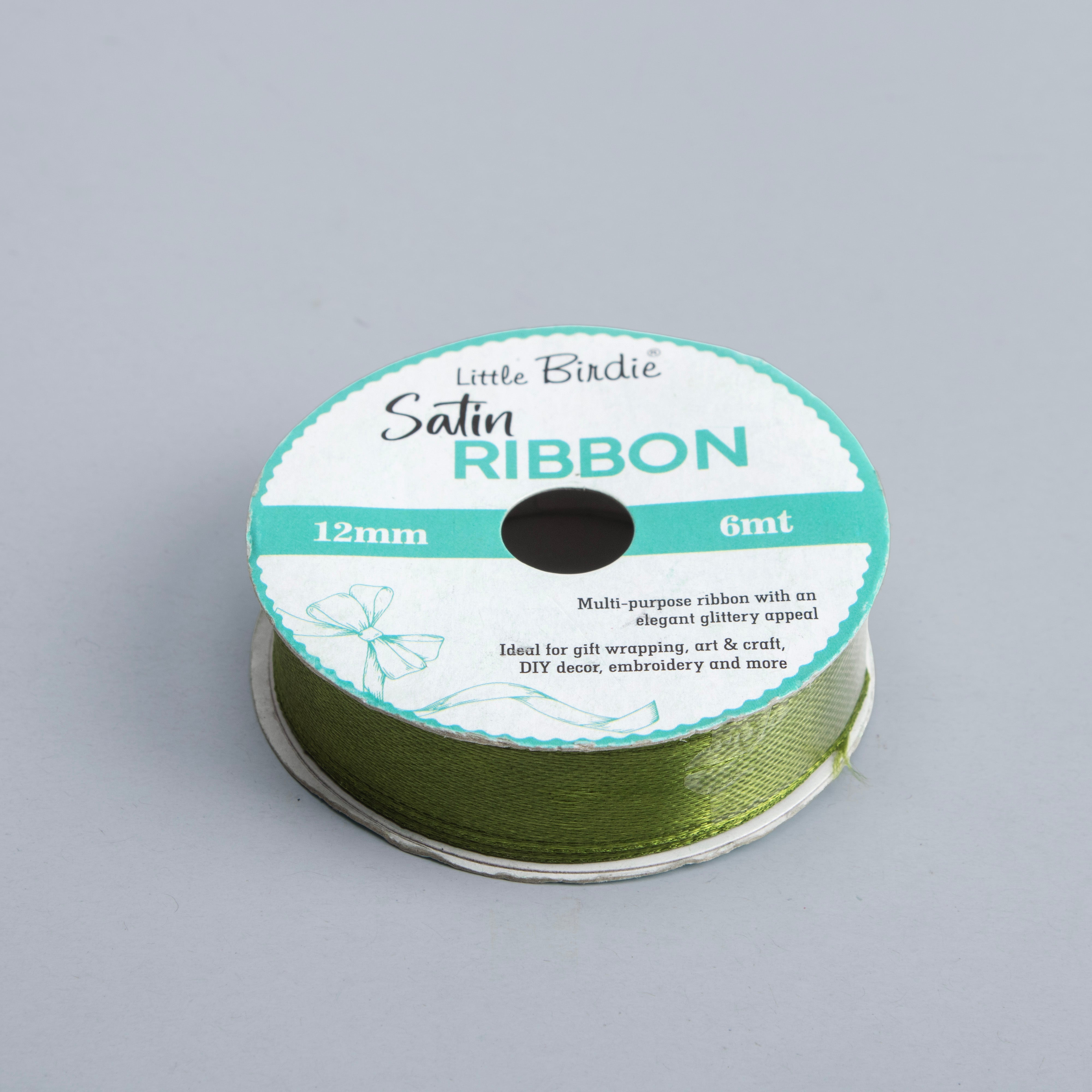 Satin Ribbon 12mm Olive Green 6mtr 1Roll