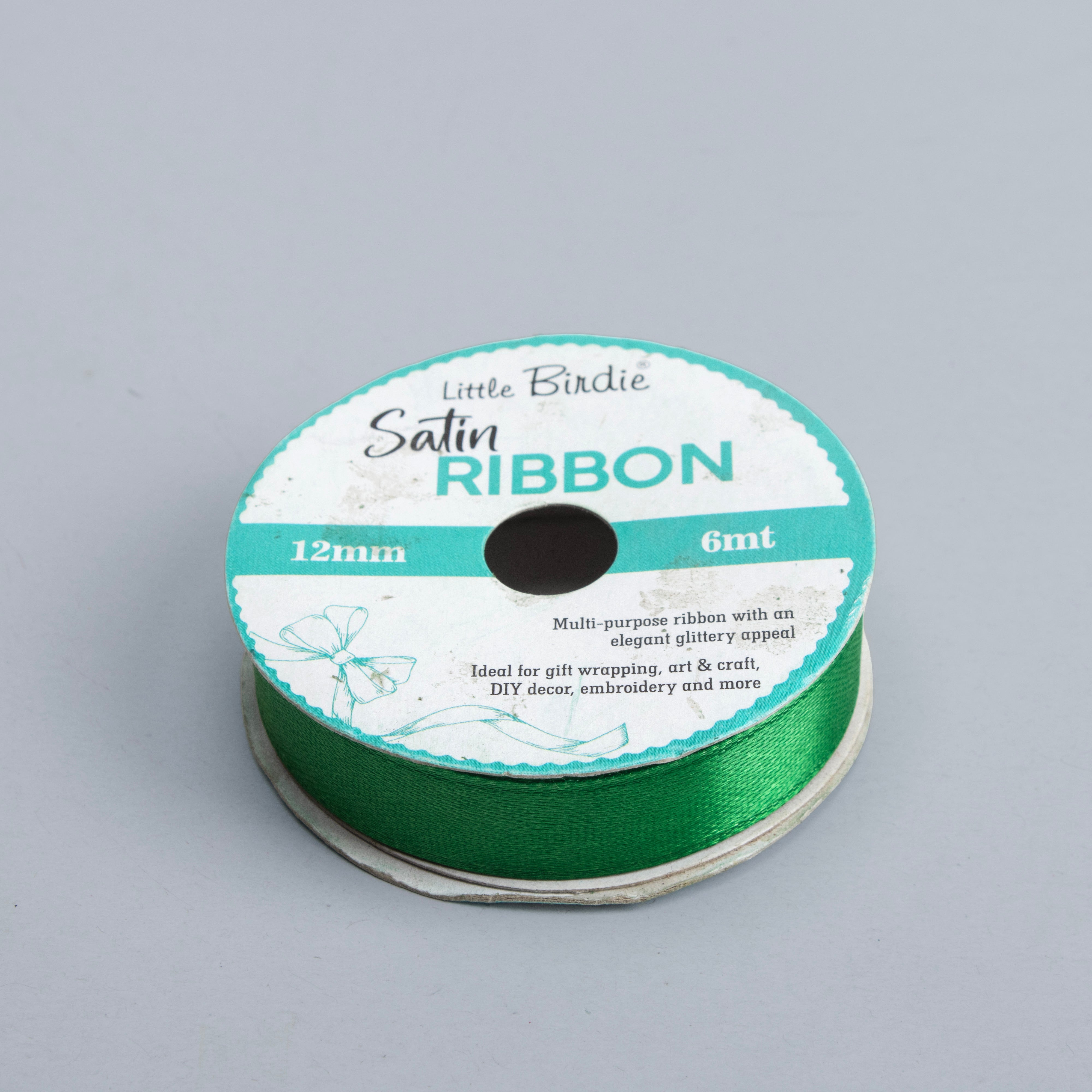 Satin Ribbon 12mm Green 6mtr 1Roll