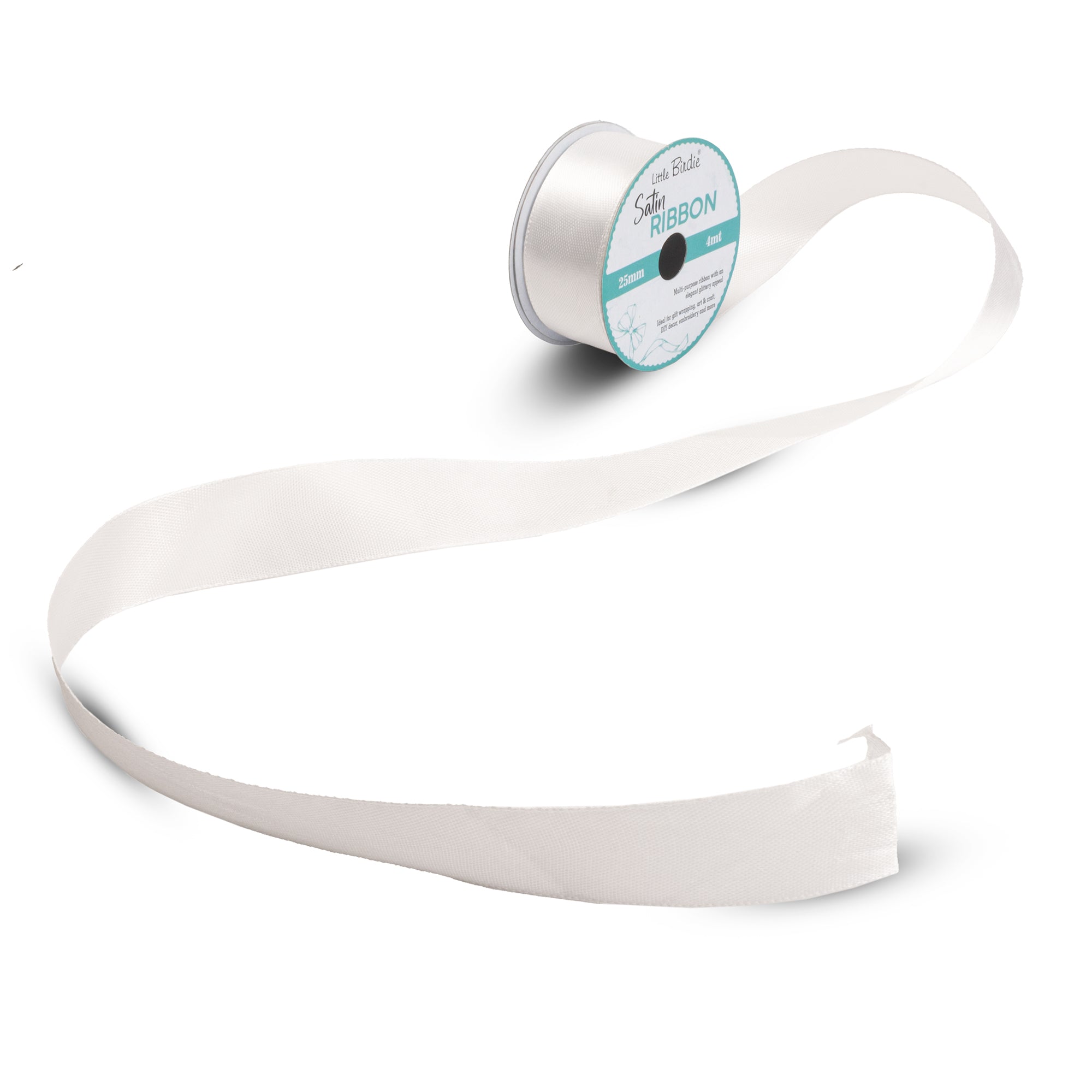 Satin Ribbon | 25mm | Off White | 4 Meters - 1 Roll