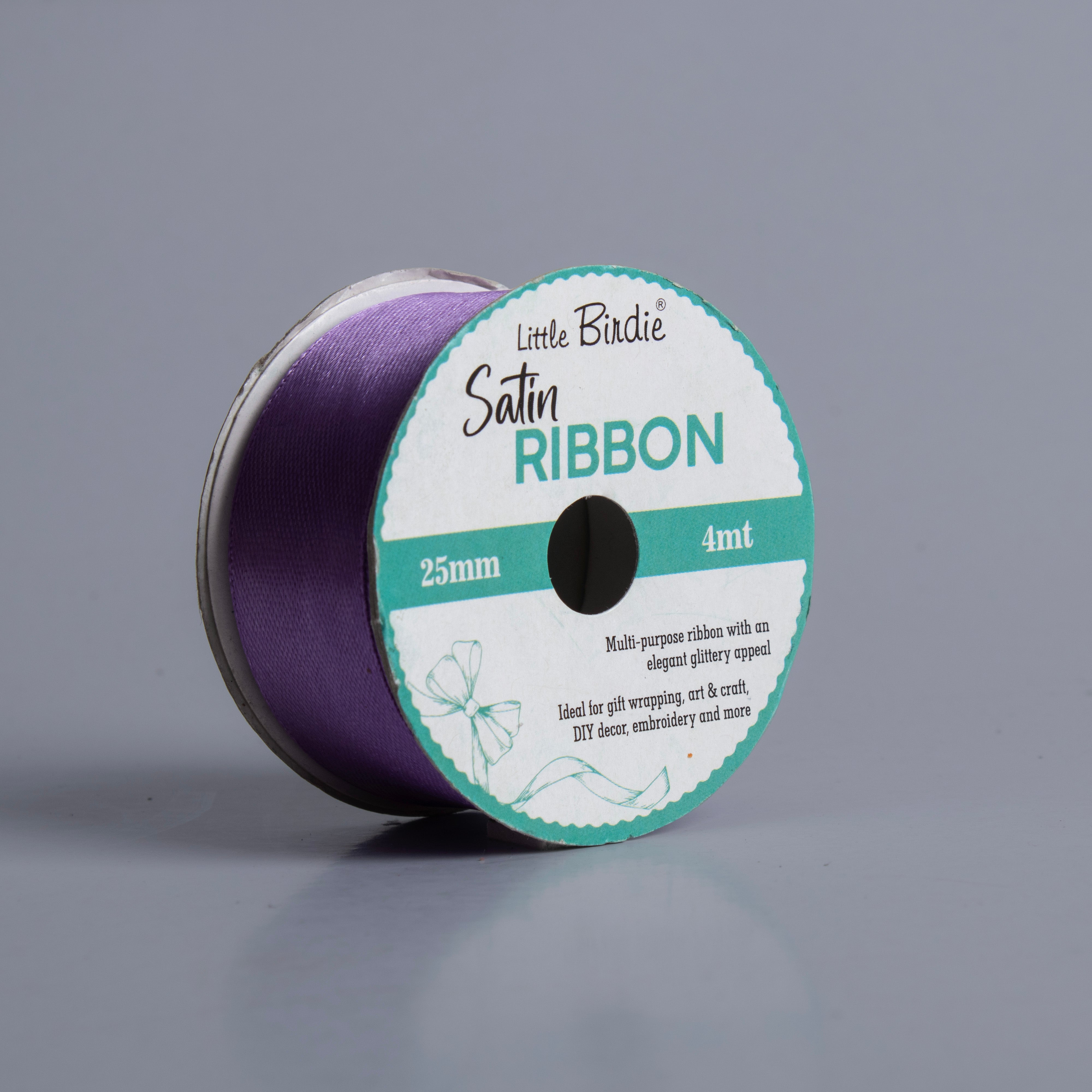 Satin Ribbon 25mm Purple 4mtr 1Roll