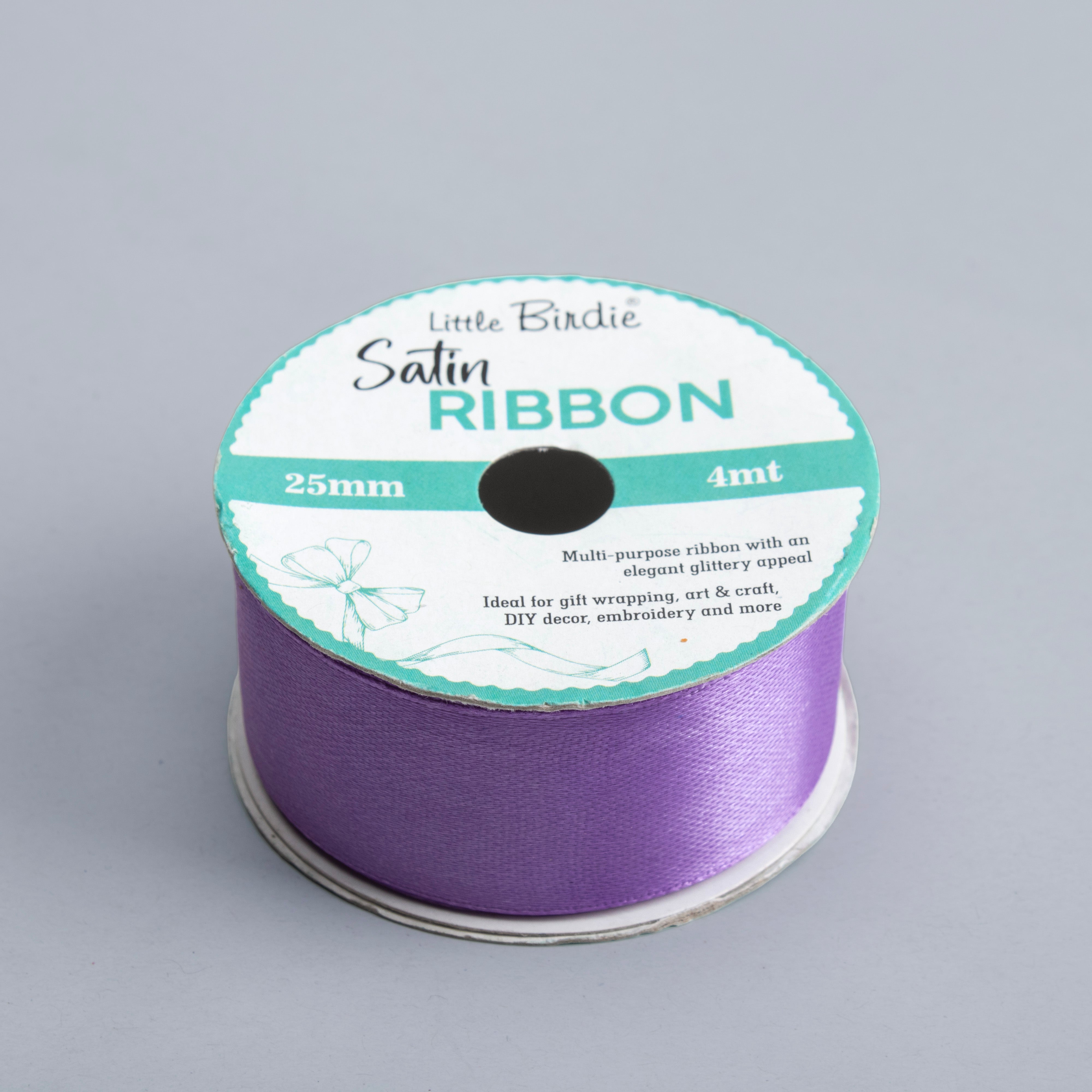Satin Ribbon 25mm Purple 4mtr 1Roll