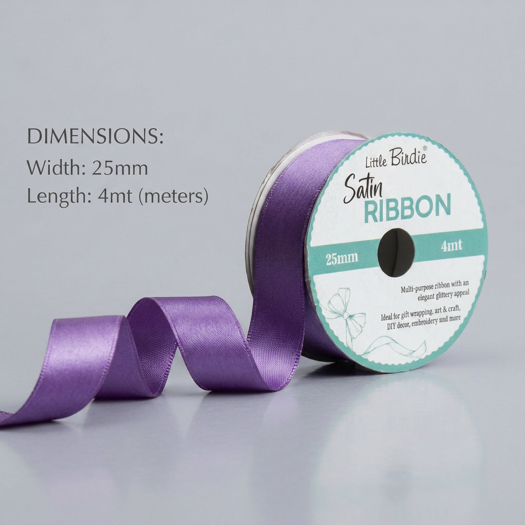 Satin Ribbon 25mm Purple 4mtr 1Roll