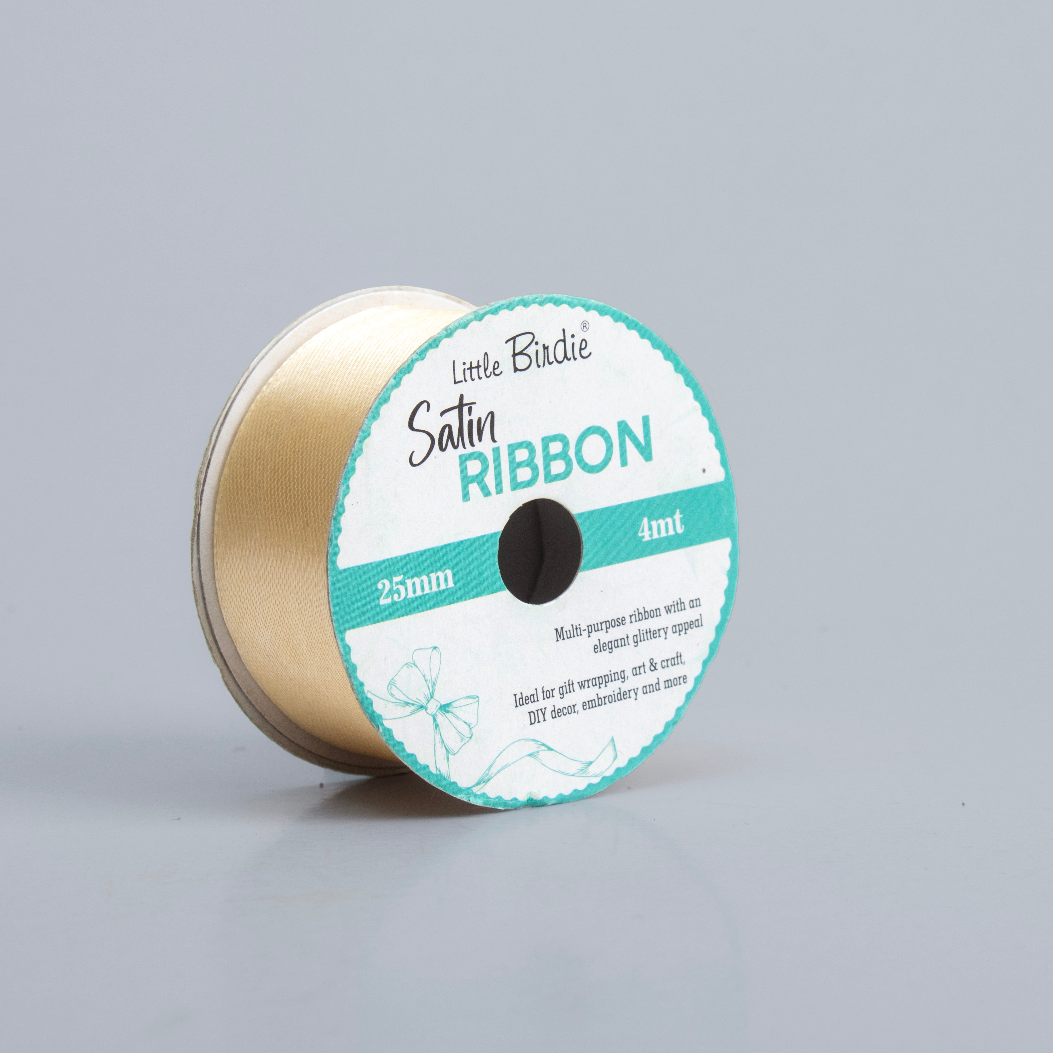 Satin Ribbon 25mm Beige 4mtr 1Roll
