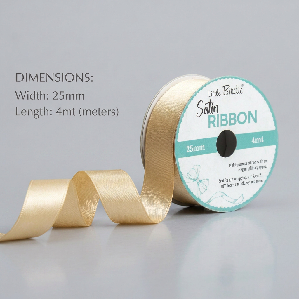 Satin Ribbon 25mm Beige 4mtr 1Roll