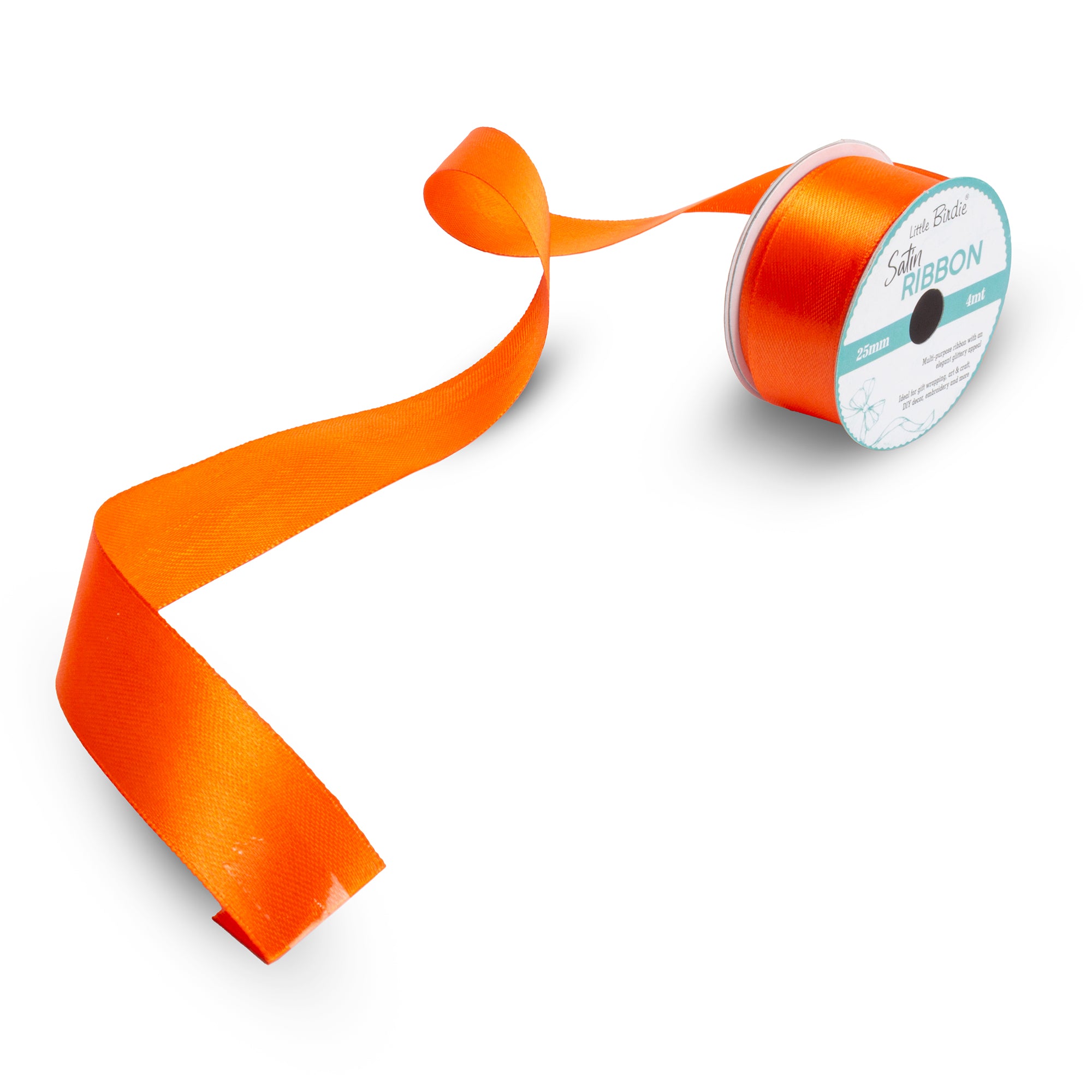 Satin Ribbon | 25mm | Orange | 4 Meters - 1 Roll