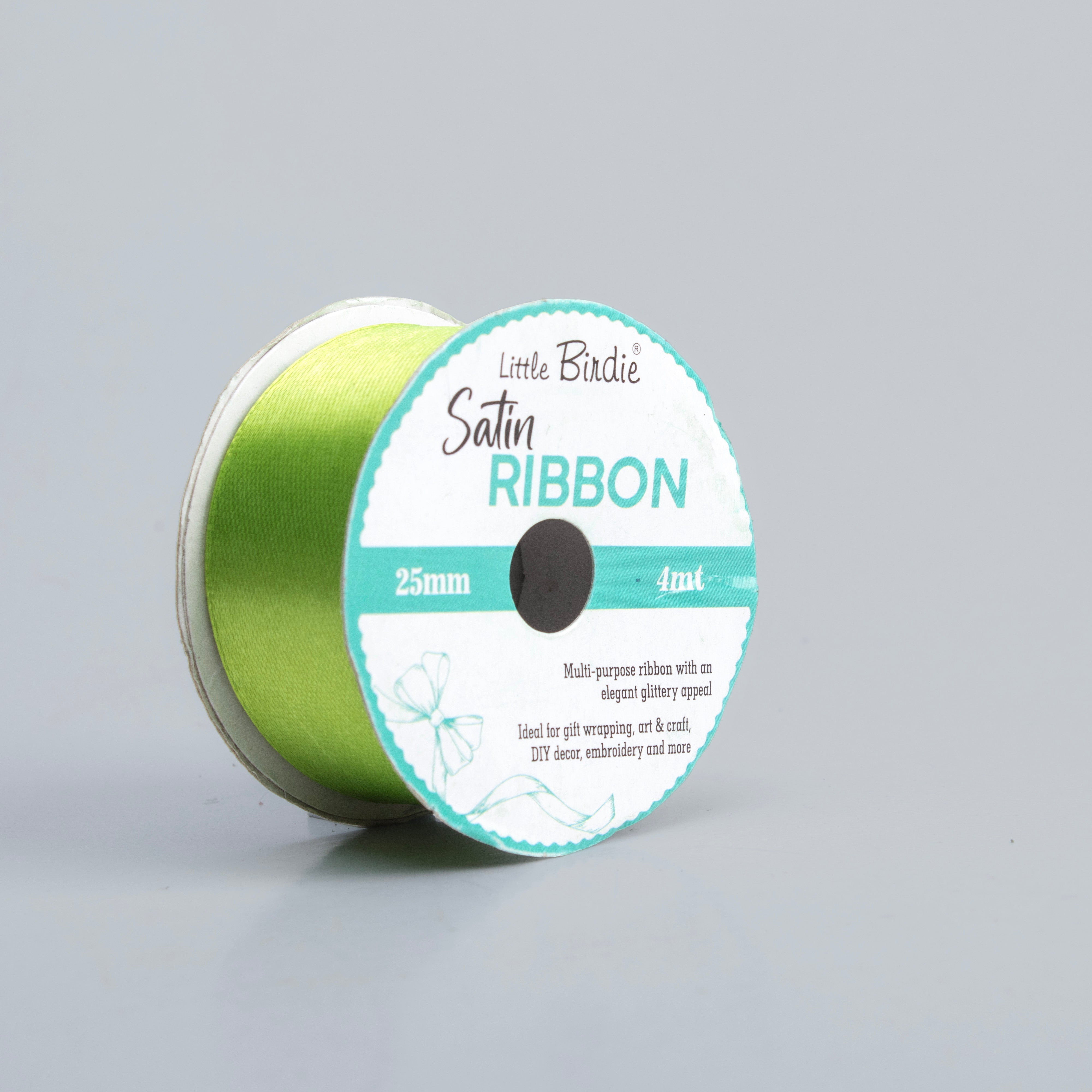 Satin Ribbon 25mm Parrot Green 4mtr 1Roll
