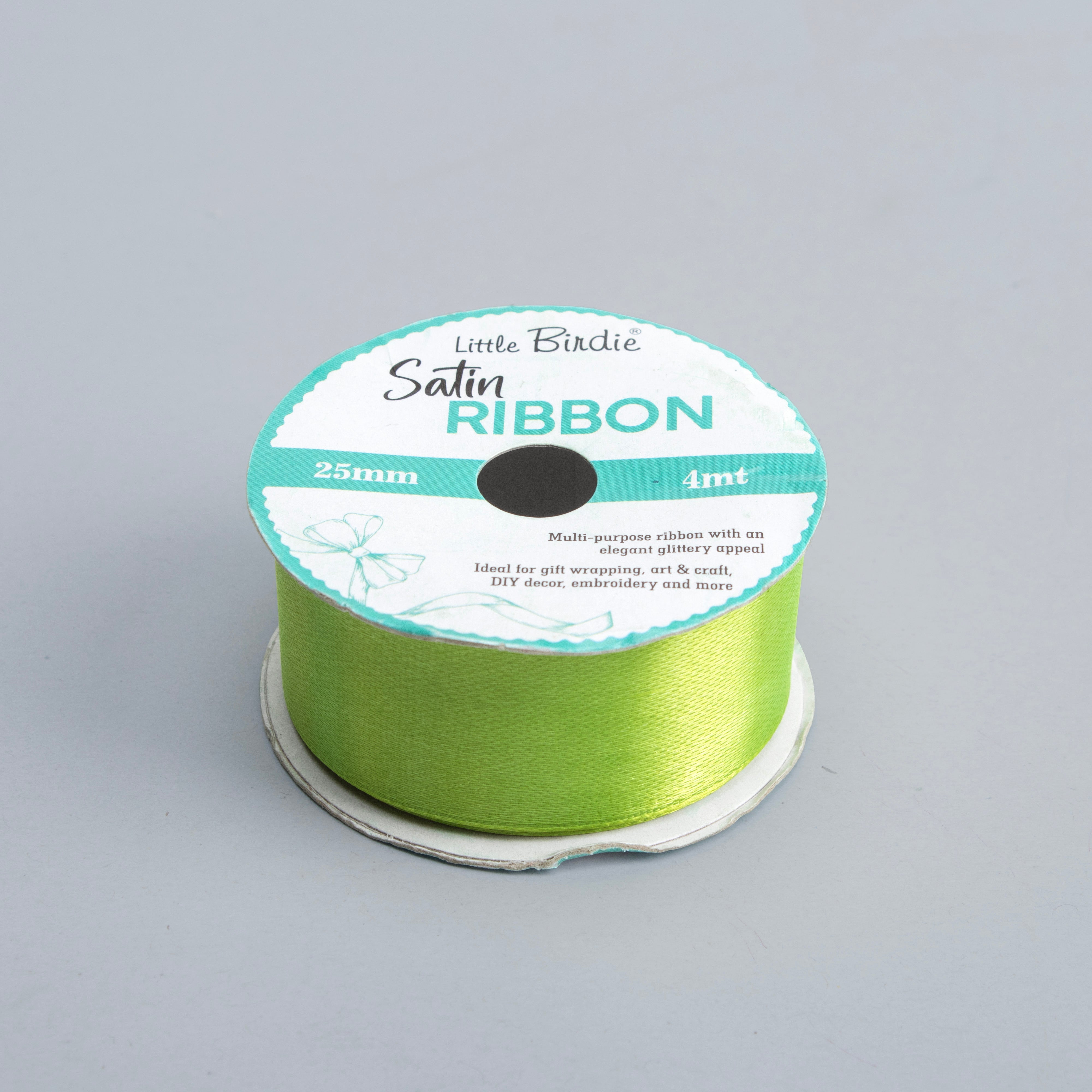 Satin Ribbon 25mm Parrot Green 4mtr 1Roll