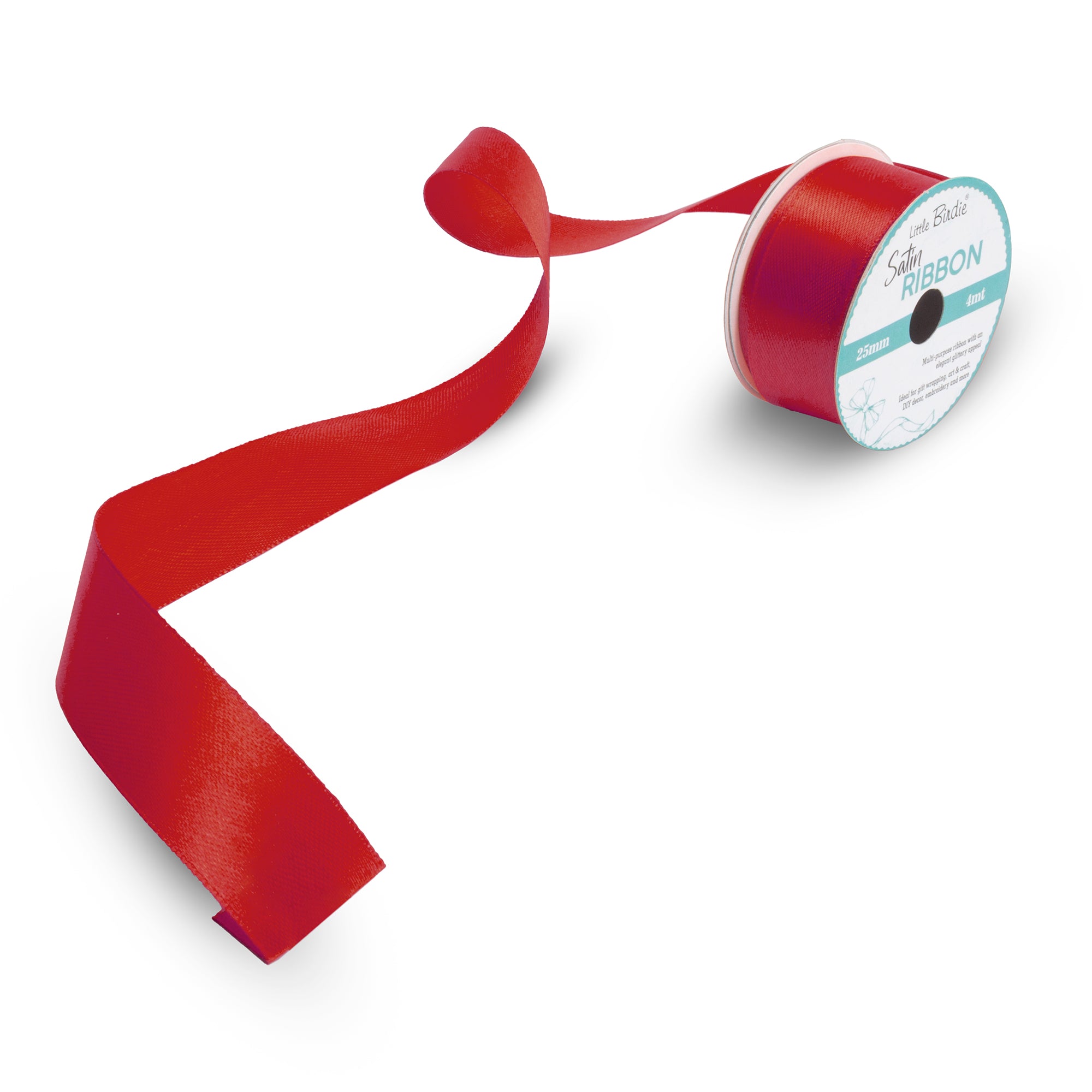 Satin Ribbon | 25mm | Red | 4 Meters - 1 Roll