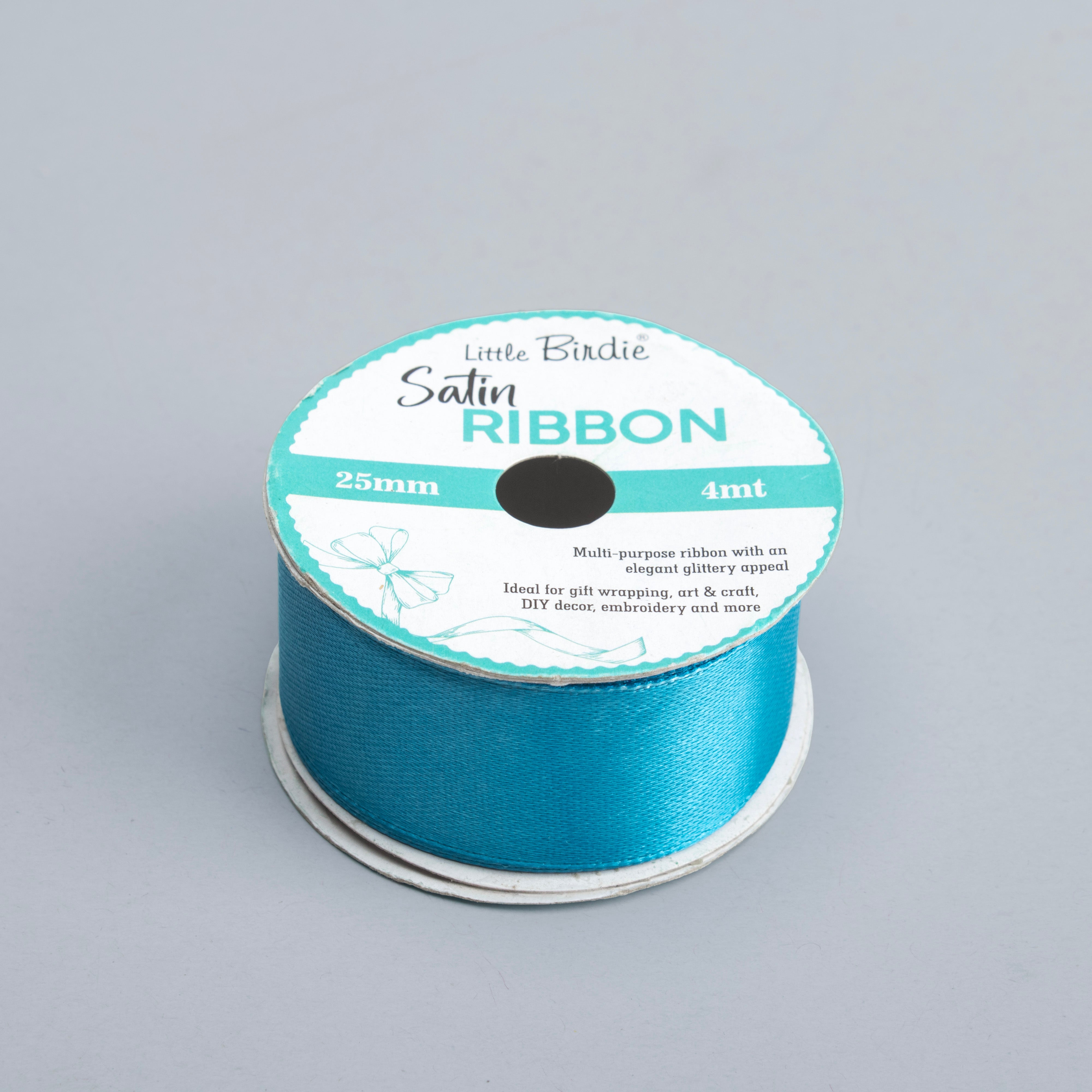 Satin Ribbon 25mm Light Blue 4mtr 1Roll